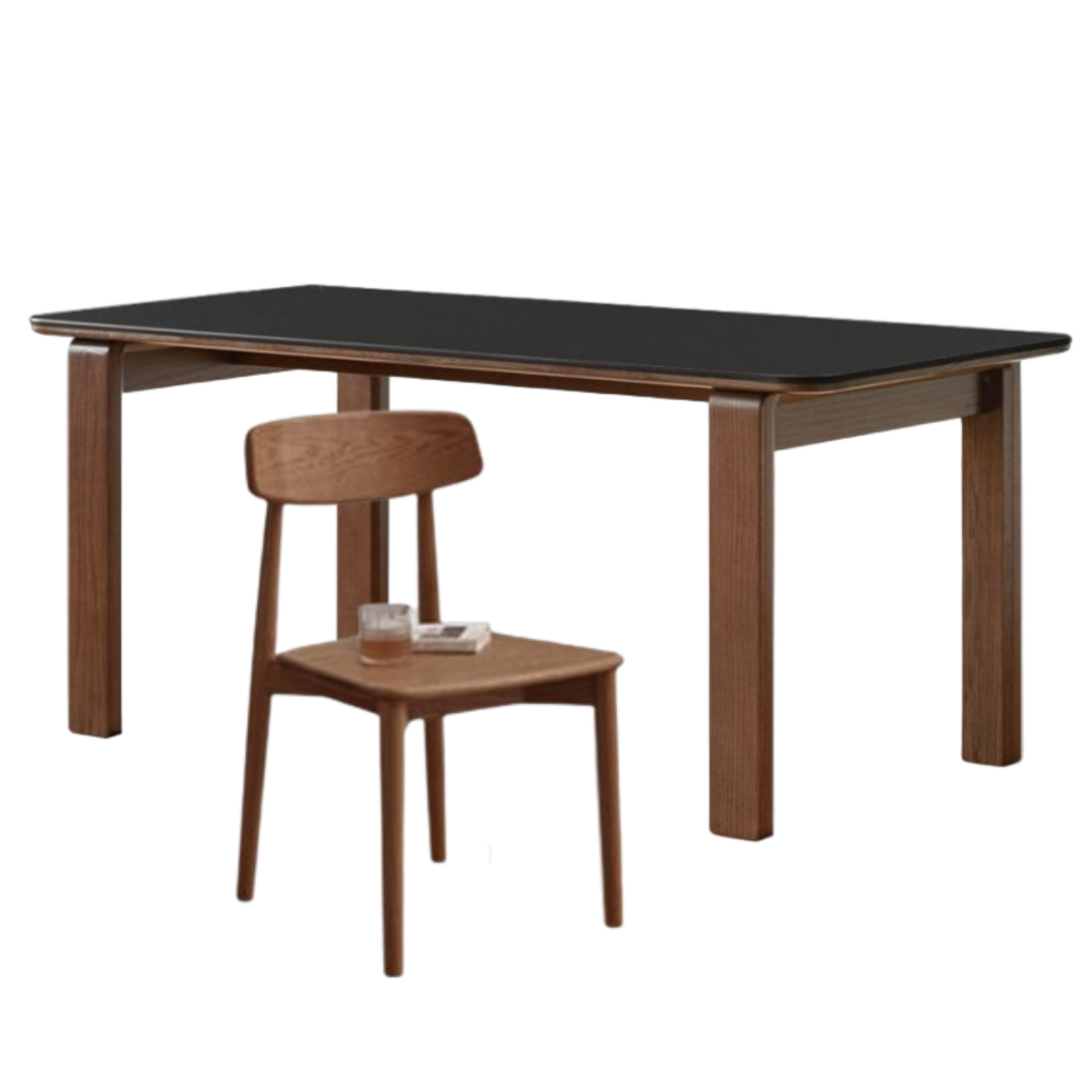 Oak Solid Wood Restaurant Light Luxury Style Rock Slab Long Table