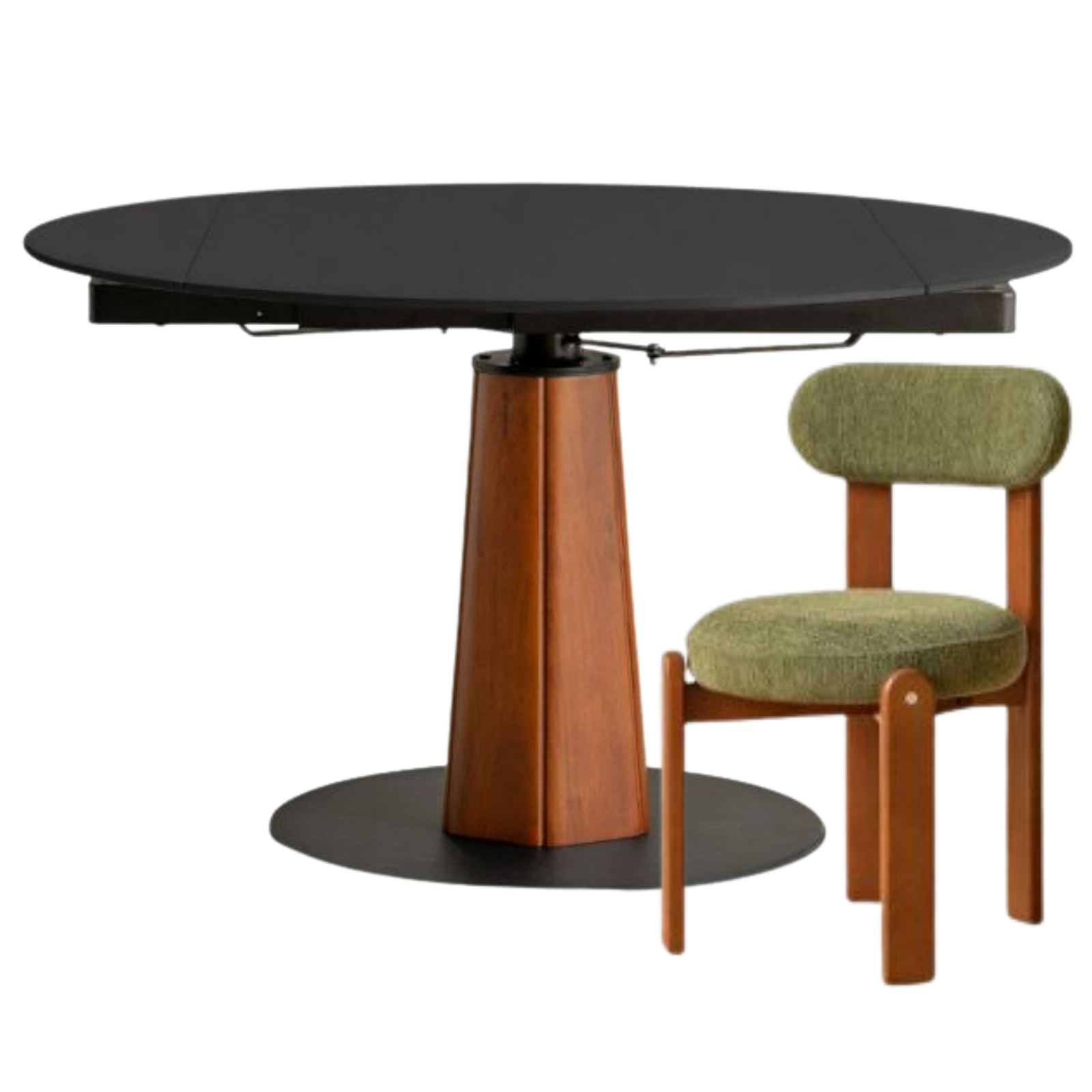 Tulipwood Solid Wood Rock Plate Round Table with Folding Feature