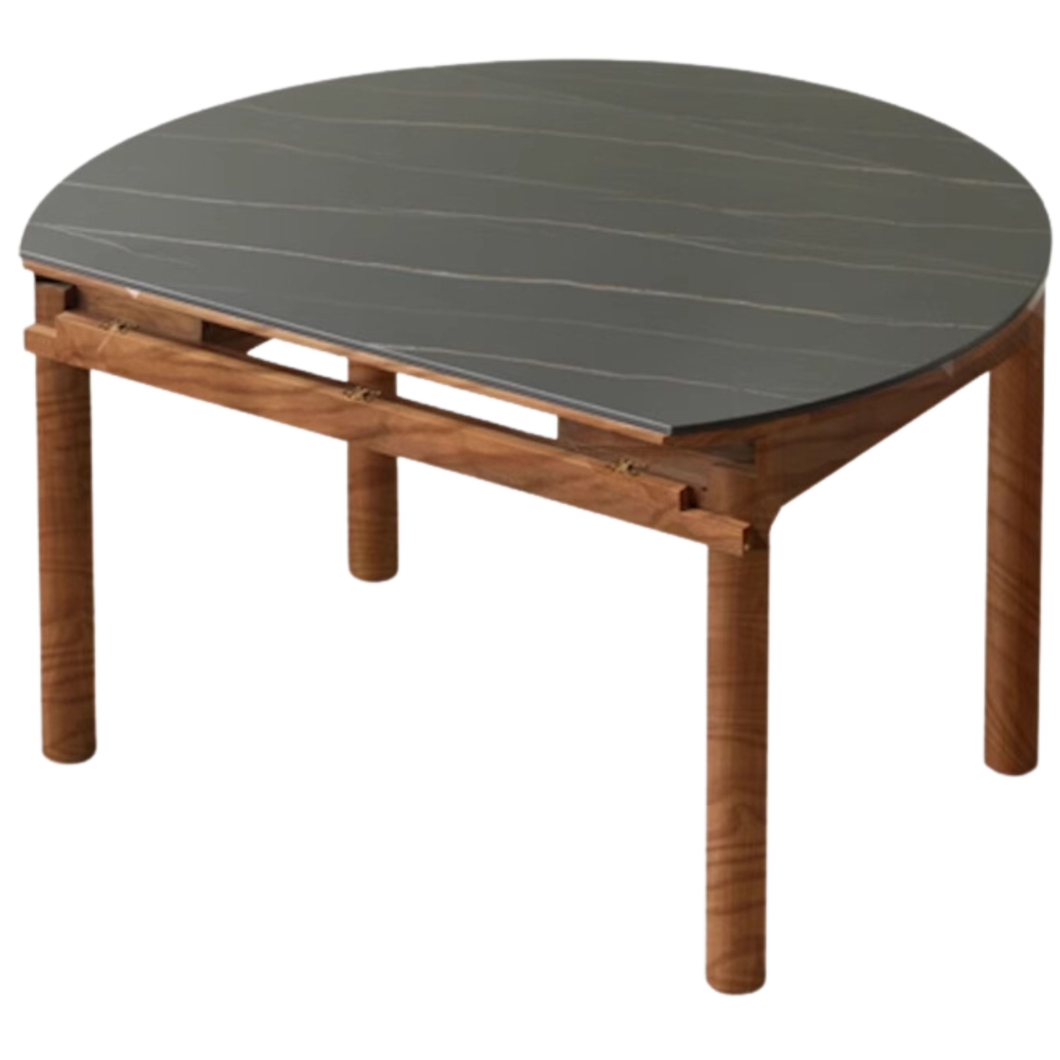 Black Walnut, Ash, Oak Solid Wood Folding Round Dining Table