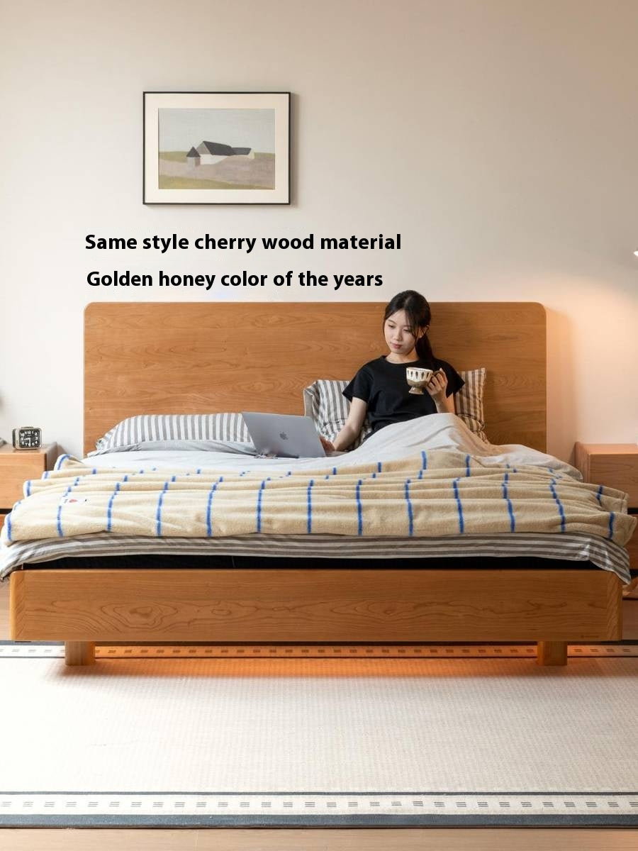 Black Walnut Solid Wood Italian Light Luxury Luminous Bed