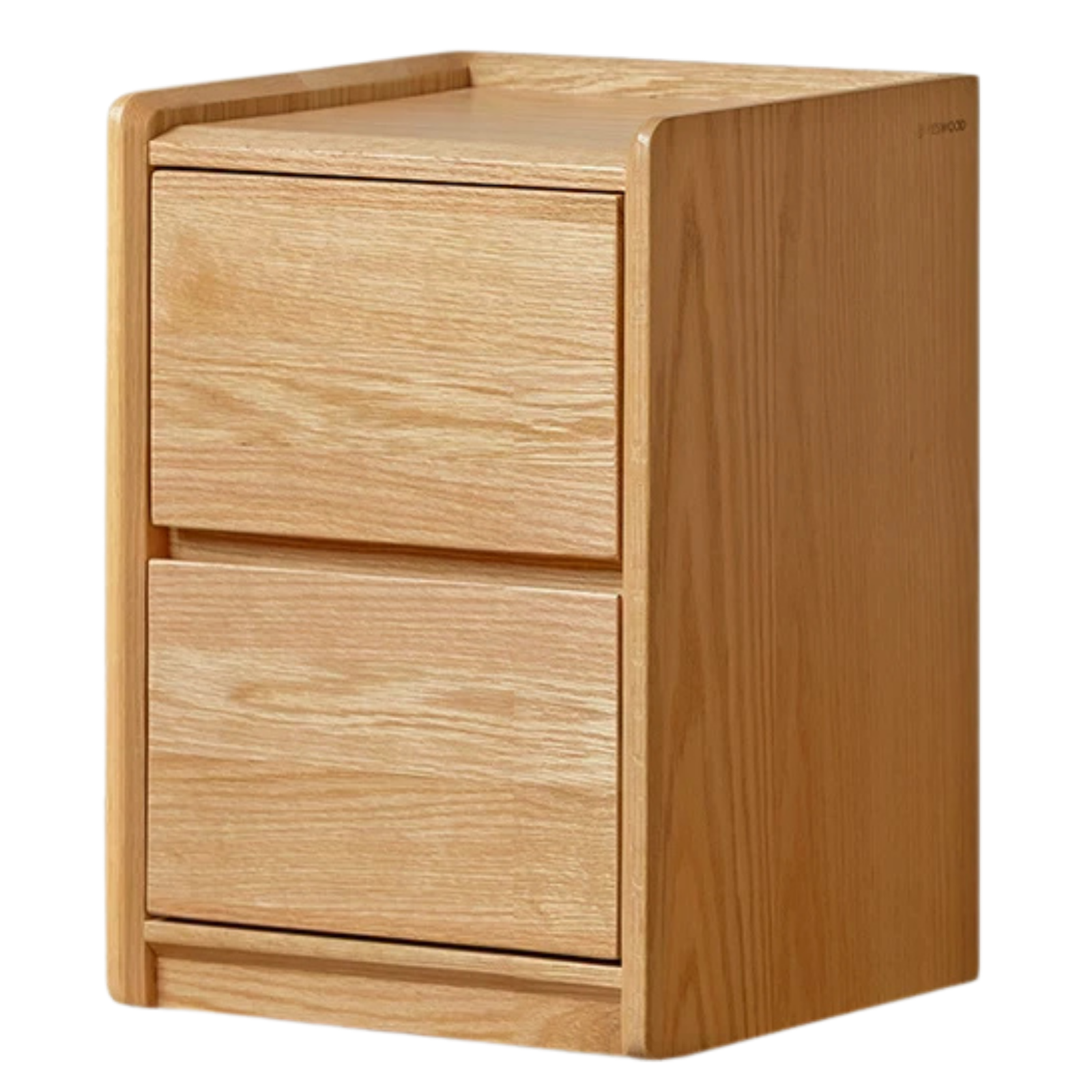 Oak Solid Wood, Solid Rubberwood Two Drawer Nightstand.