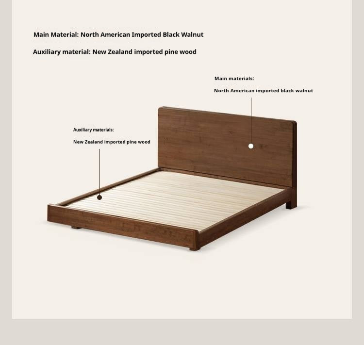 Black Walnut Solid Wood Italian Light Luxury Luminous Bed