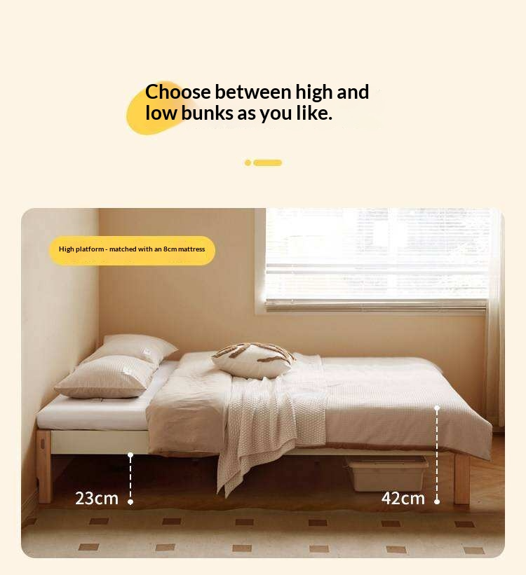 Beech Solid Wood Modern Minimalist Style Platform Bed