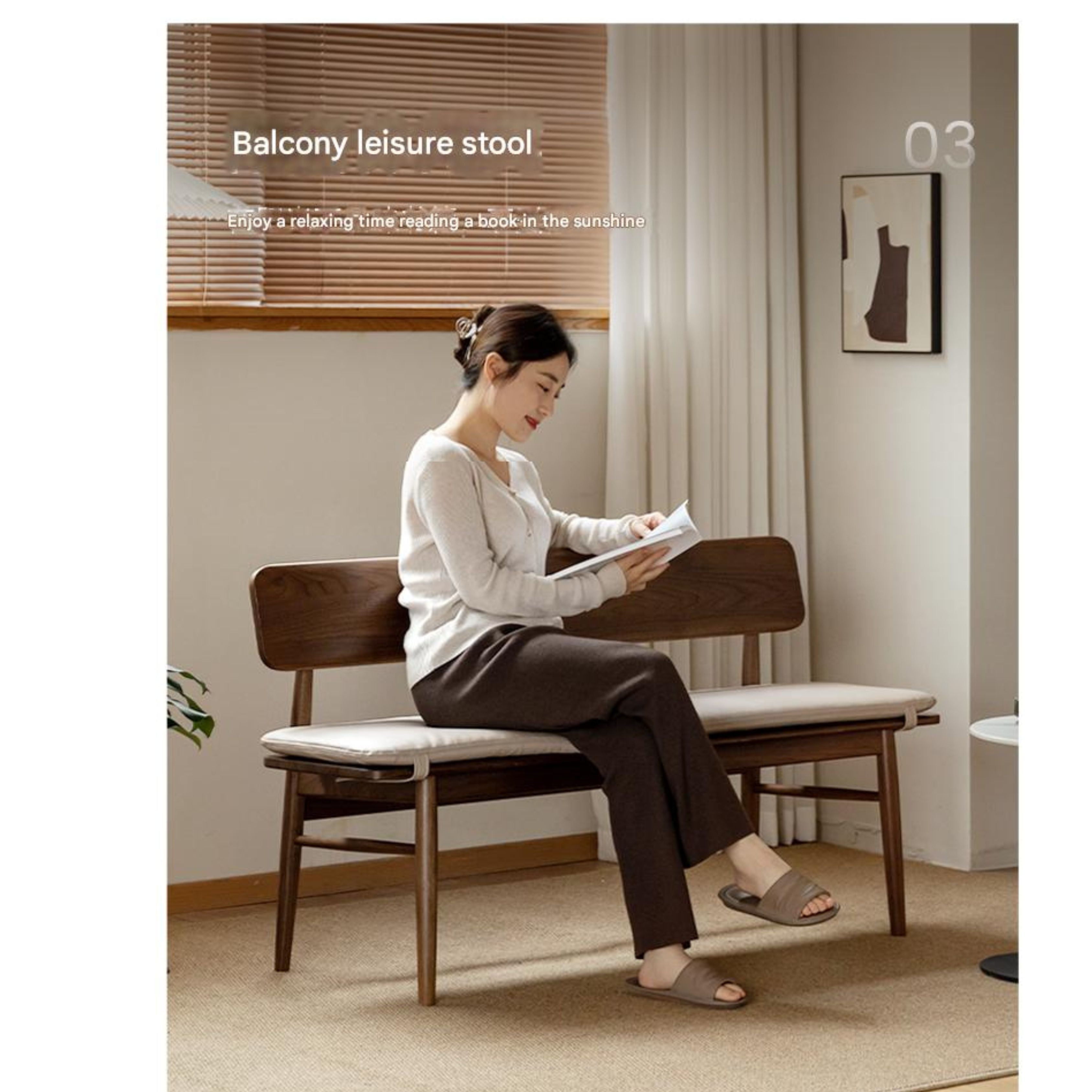 Black Walnut Solid Wood Long Bench