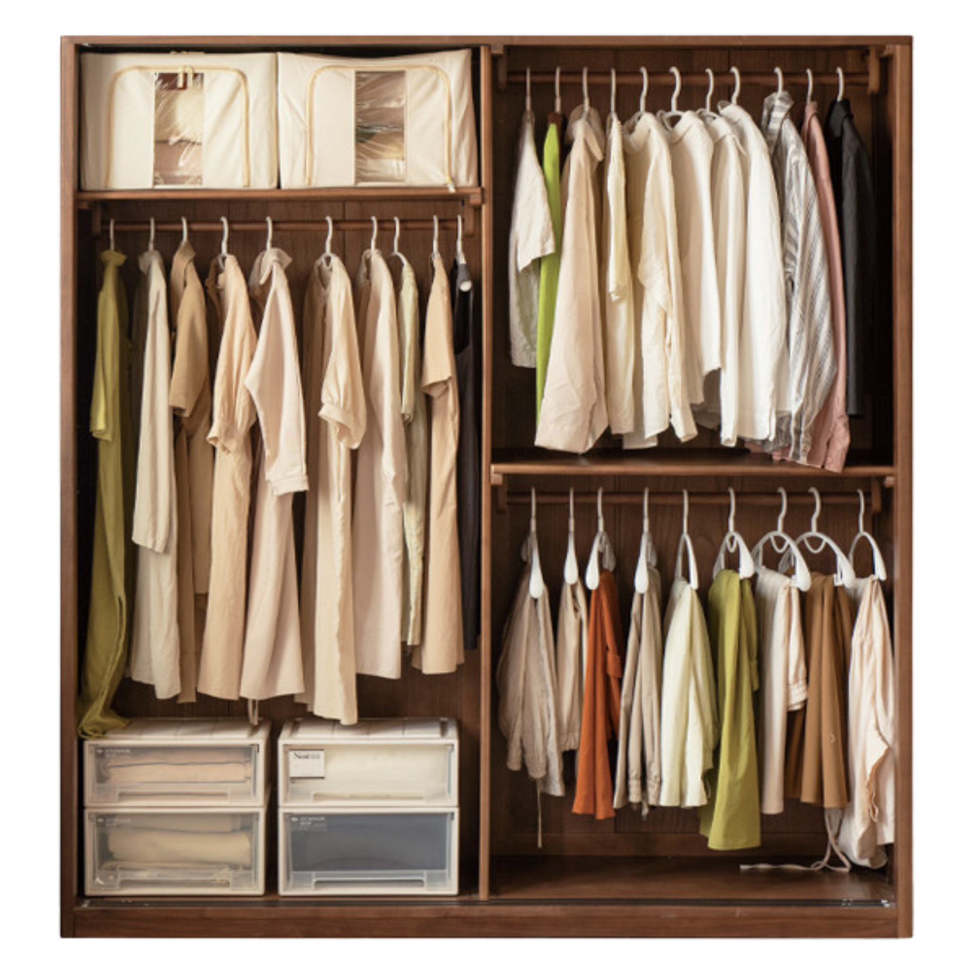 Black Walnut Solid Wood Sliding Door Wardrobe.