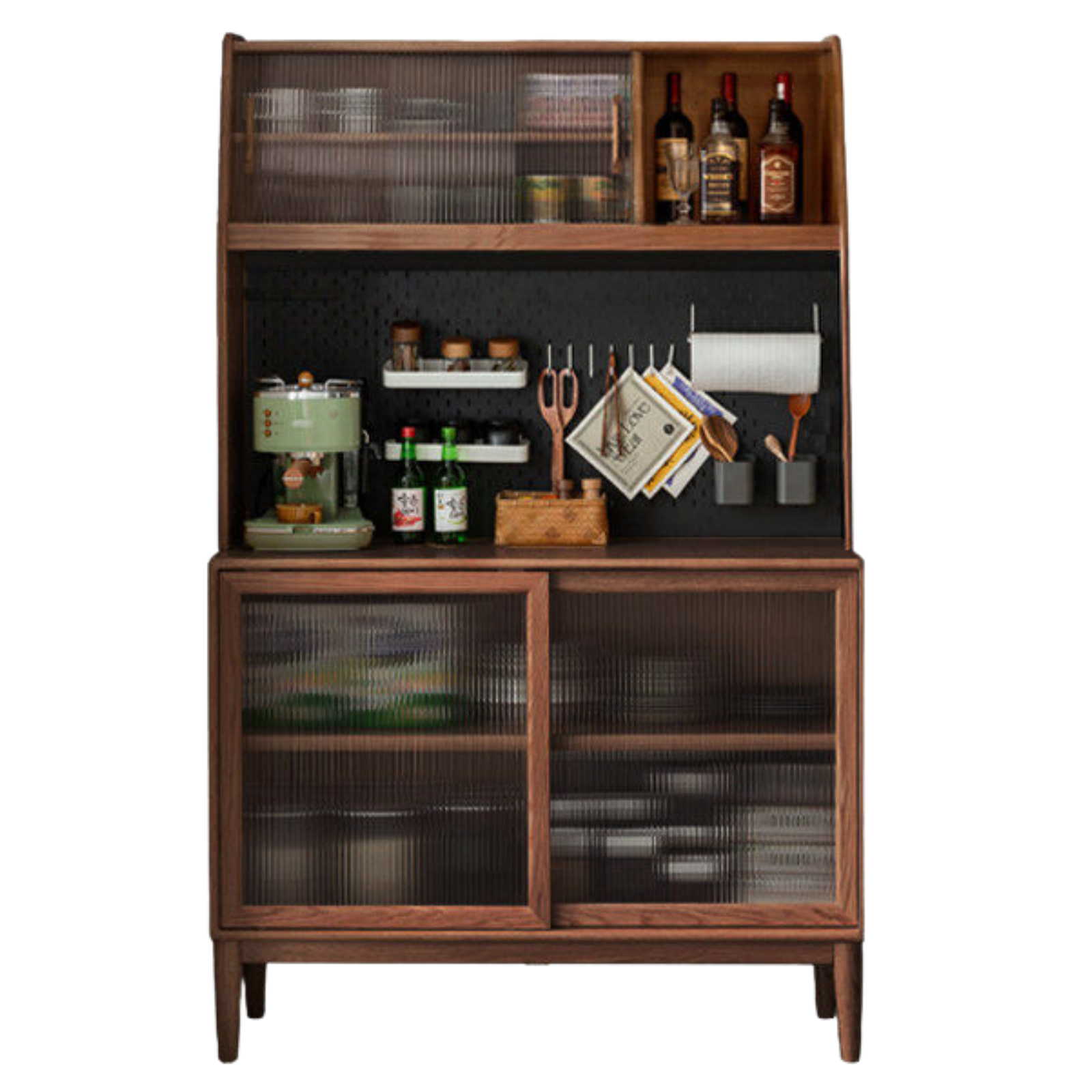 Ash Solid Wood Sideboard High Wine Cabinet Buffet
