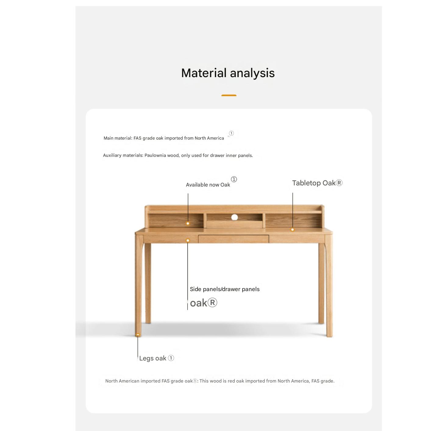 Oak Solid Wood Office Nordic Desk