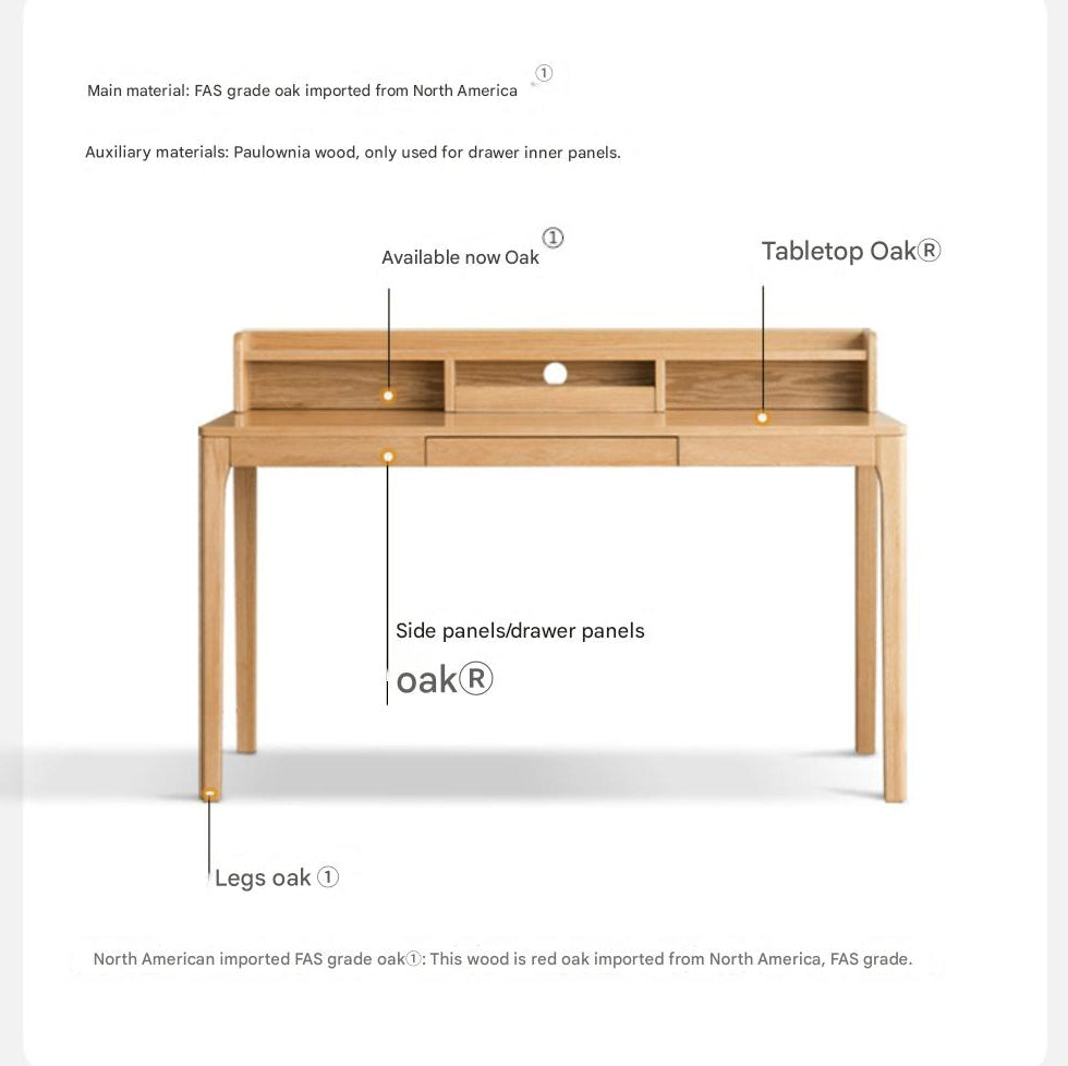 Oak Solid Wood Office Nordic Desk