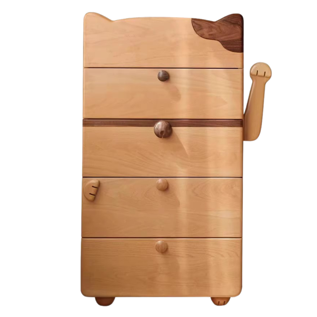 Beech Solid Wood  Kids Chest of Drawers -Type Toy Storage Cabinet