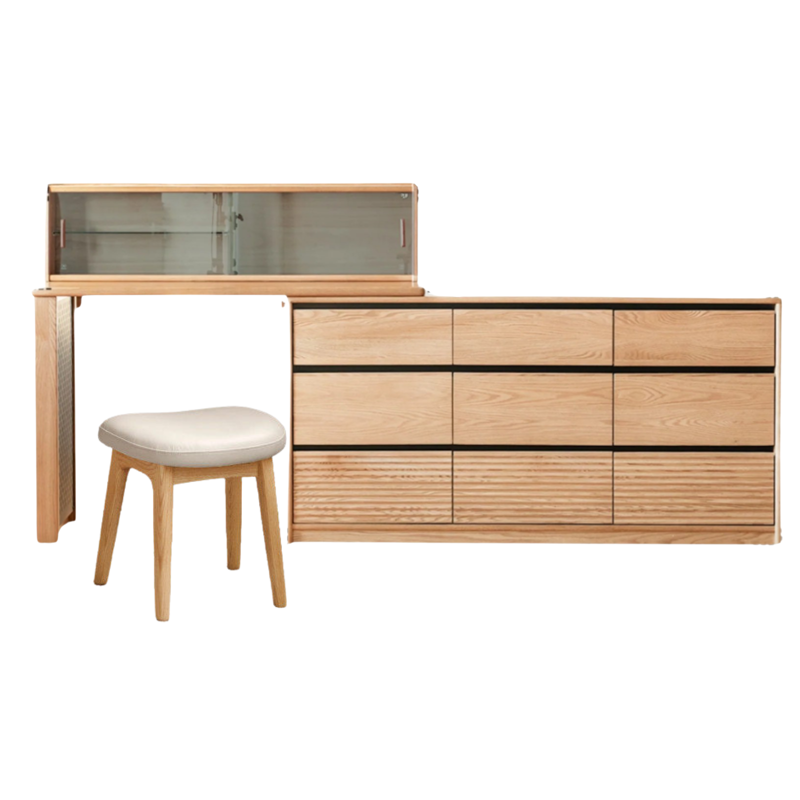 Oak, Ash Solid Wood Modern Telescopic Vanity Table.