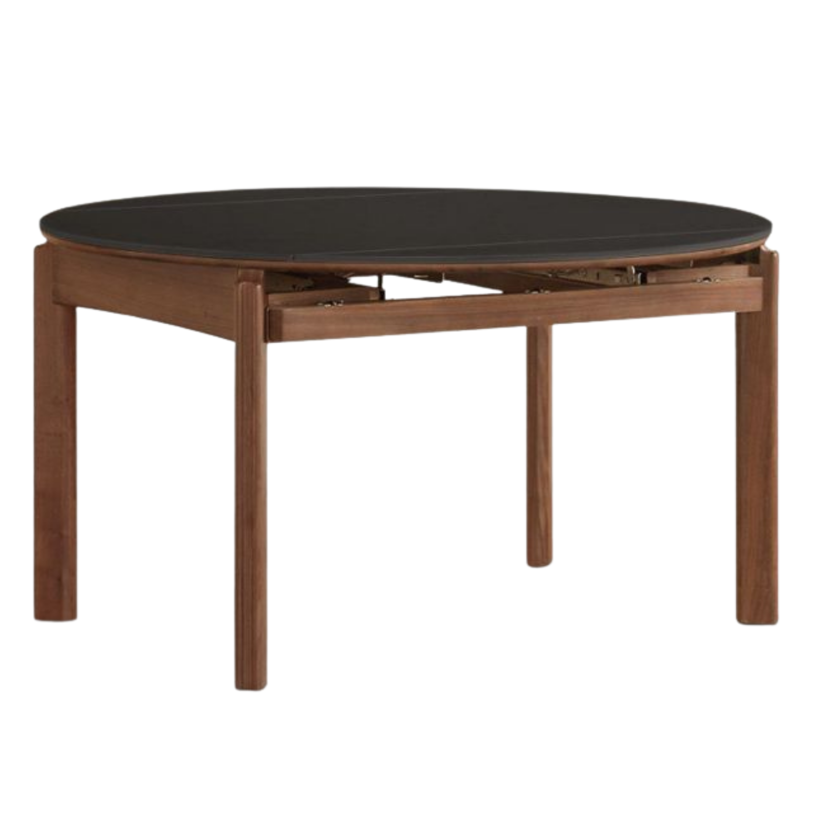 Black Walnut Solid Wood Folding Dining Table with Rock Plate Round Top