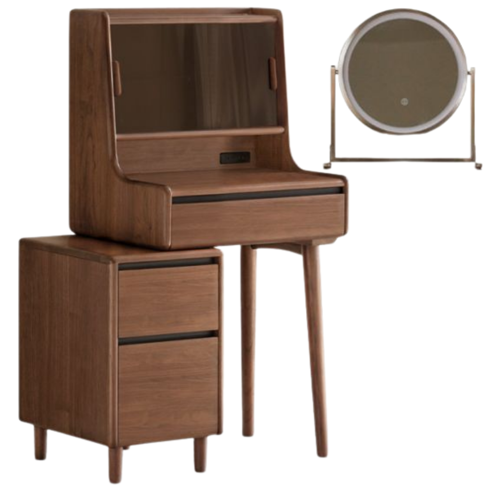 Black Walnut, Sandalwood Solid Wood Light Luxury Multifunctional Dressing Table