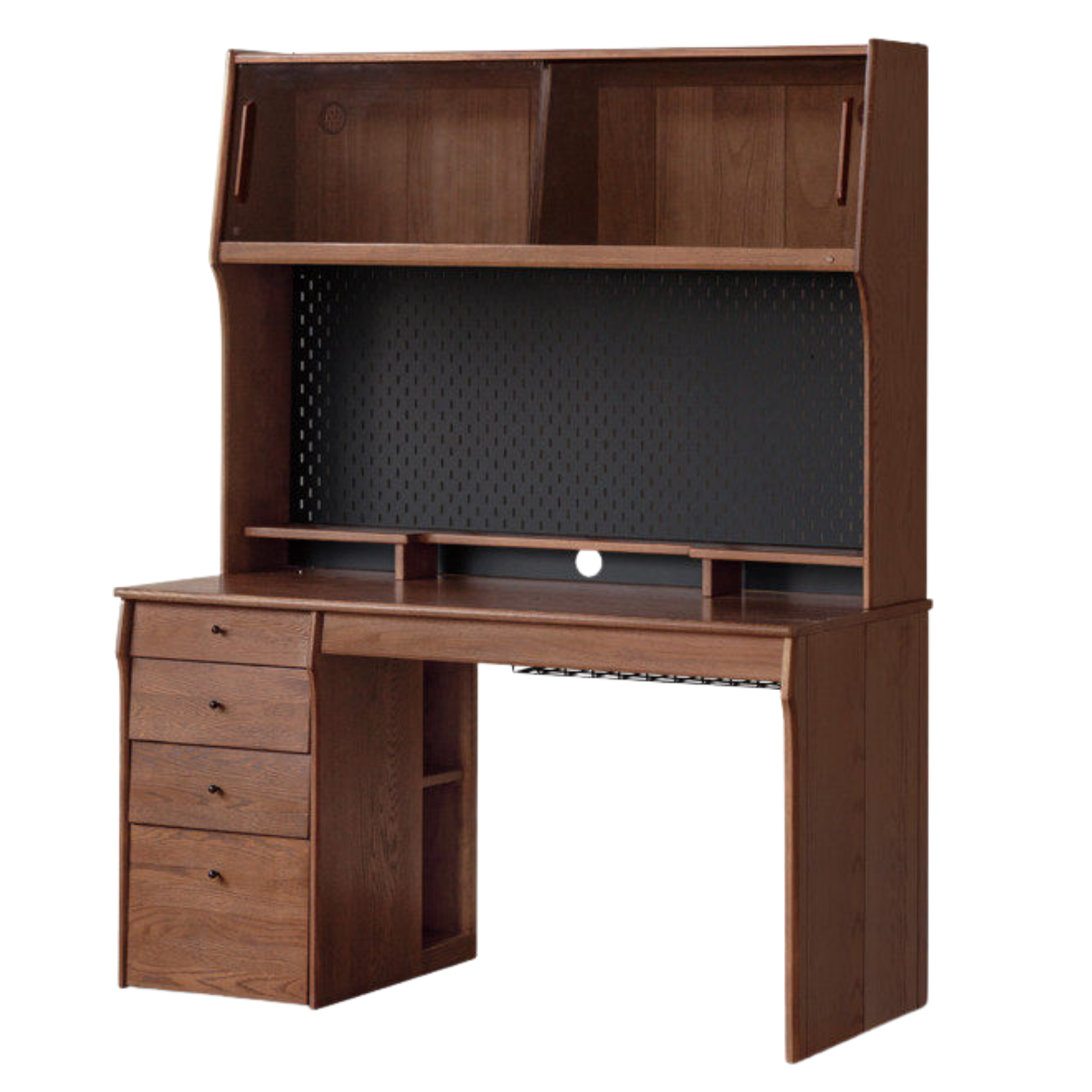 Oak, Cherry Solid Wood Desk Bookshelf Integrated Warm Light