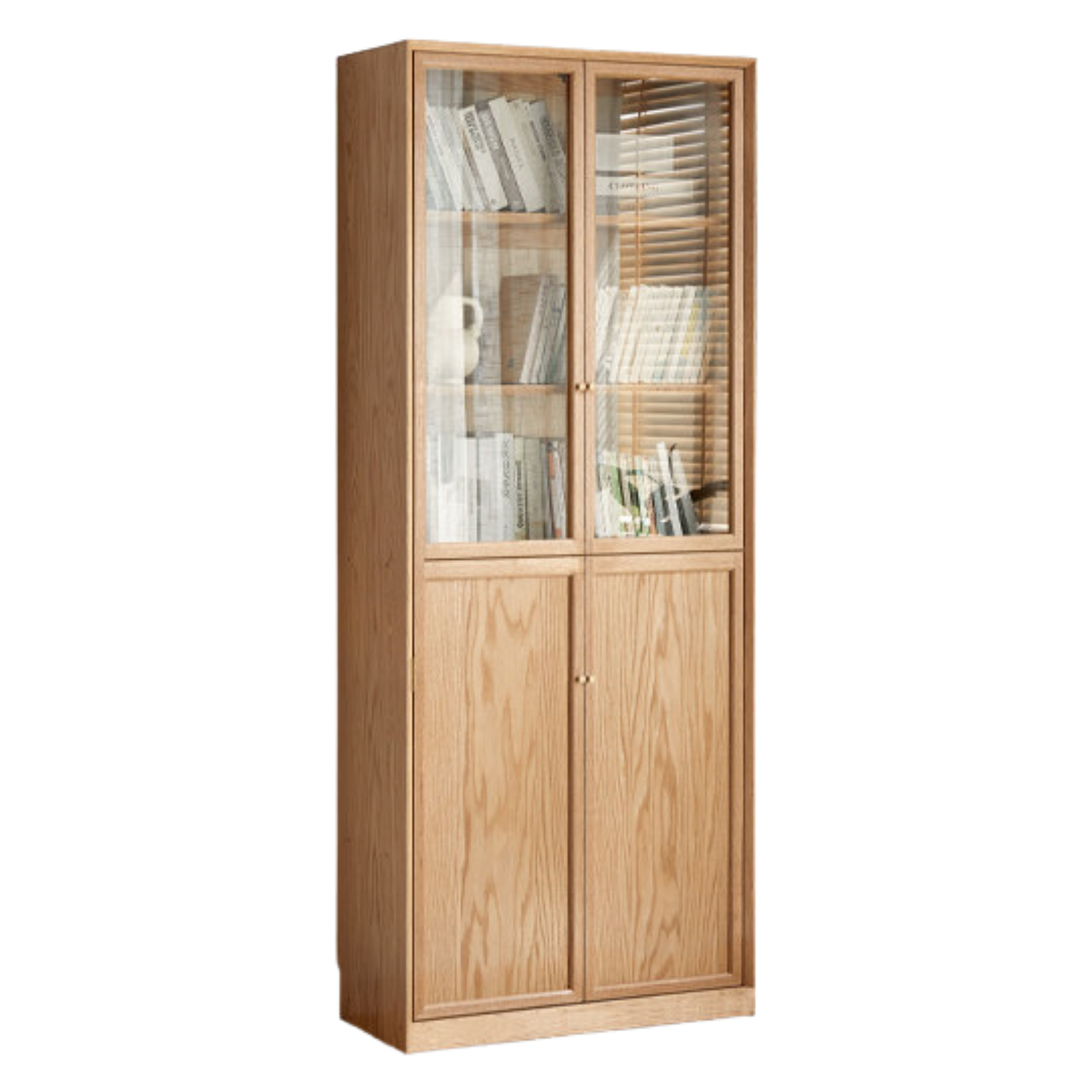 Oak, Solid Rubberwood Modern Bookcase Storage