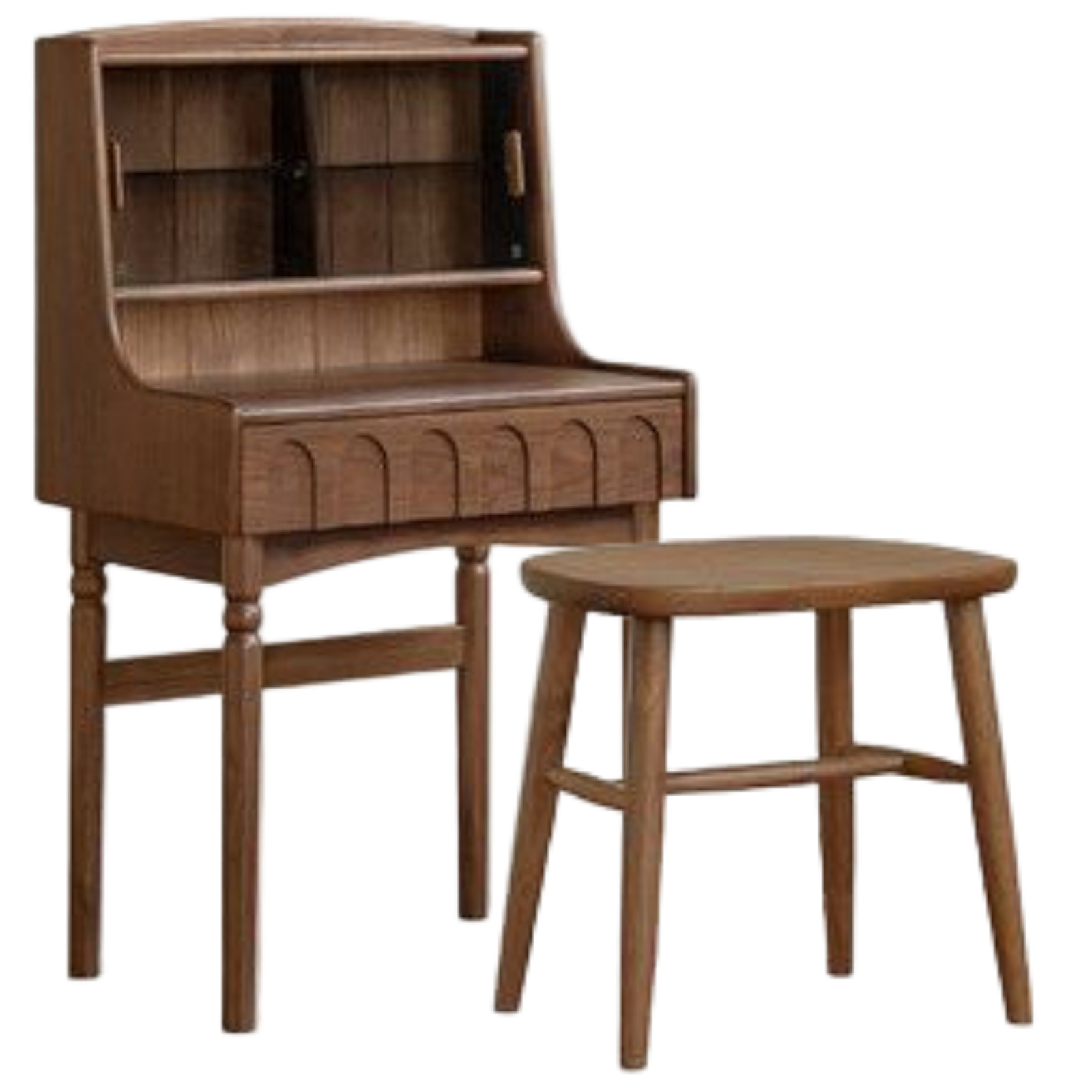 Black Walnut Solid Wood French Retro Multifunctional Vanity Table