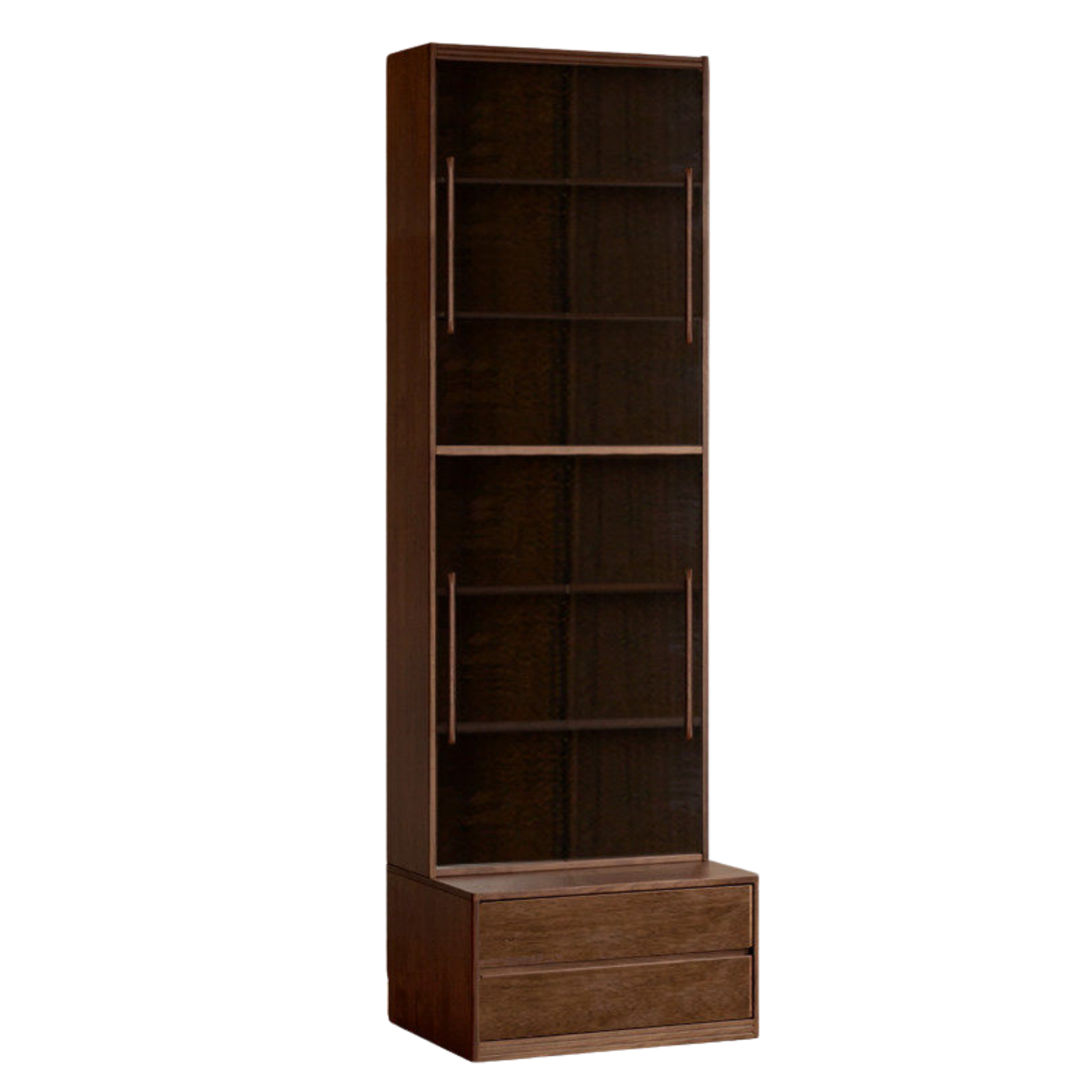 Black Walnut, Sandalwood Solid Wood Light Luxury Combined Bookshelf With Seat