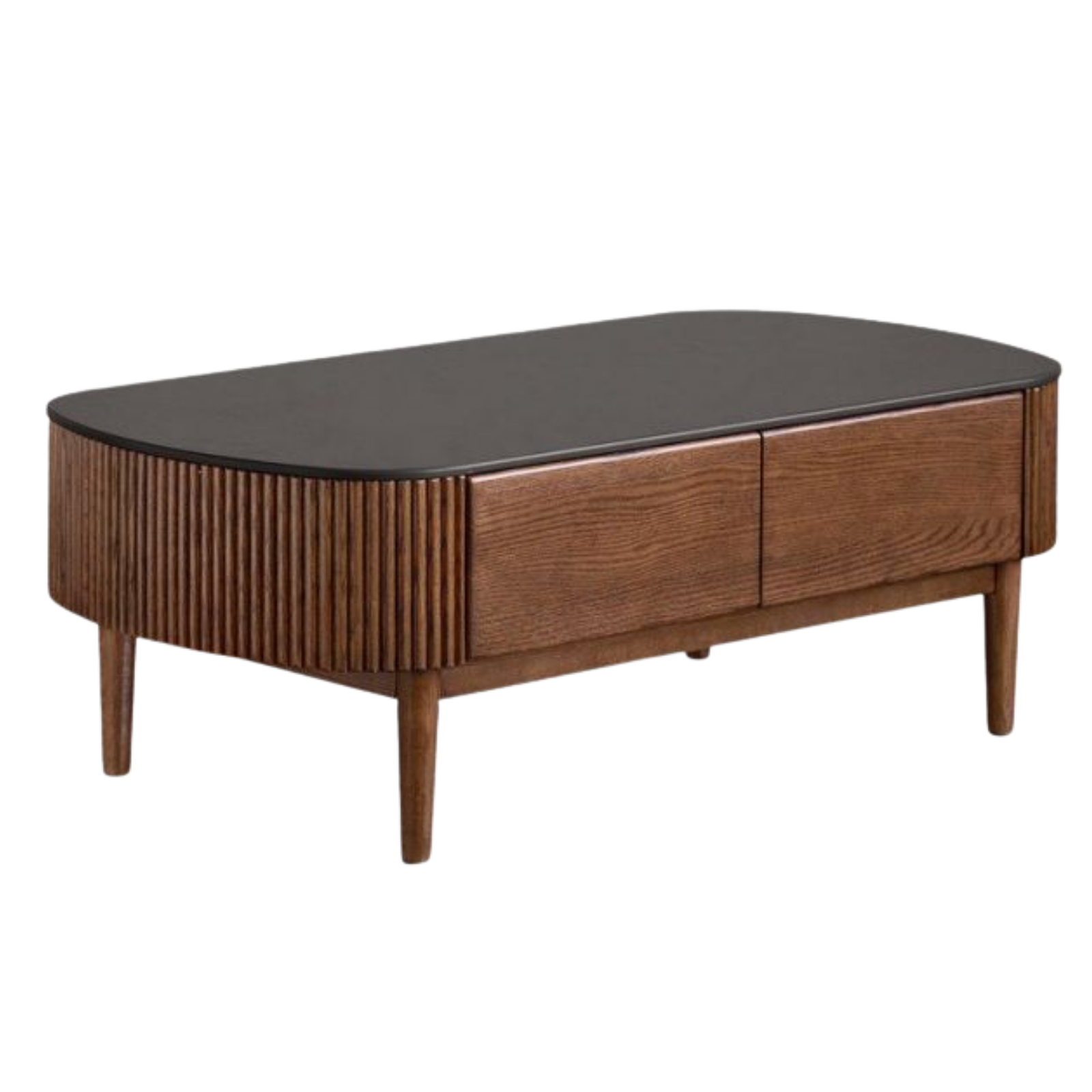 Oak Solid Wood Coffee Table with Rock Plate Surface