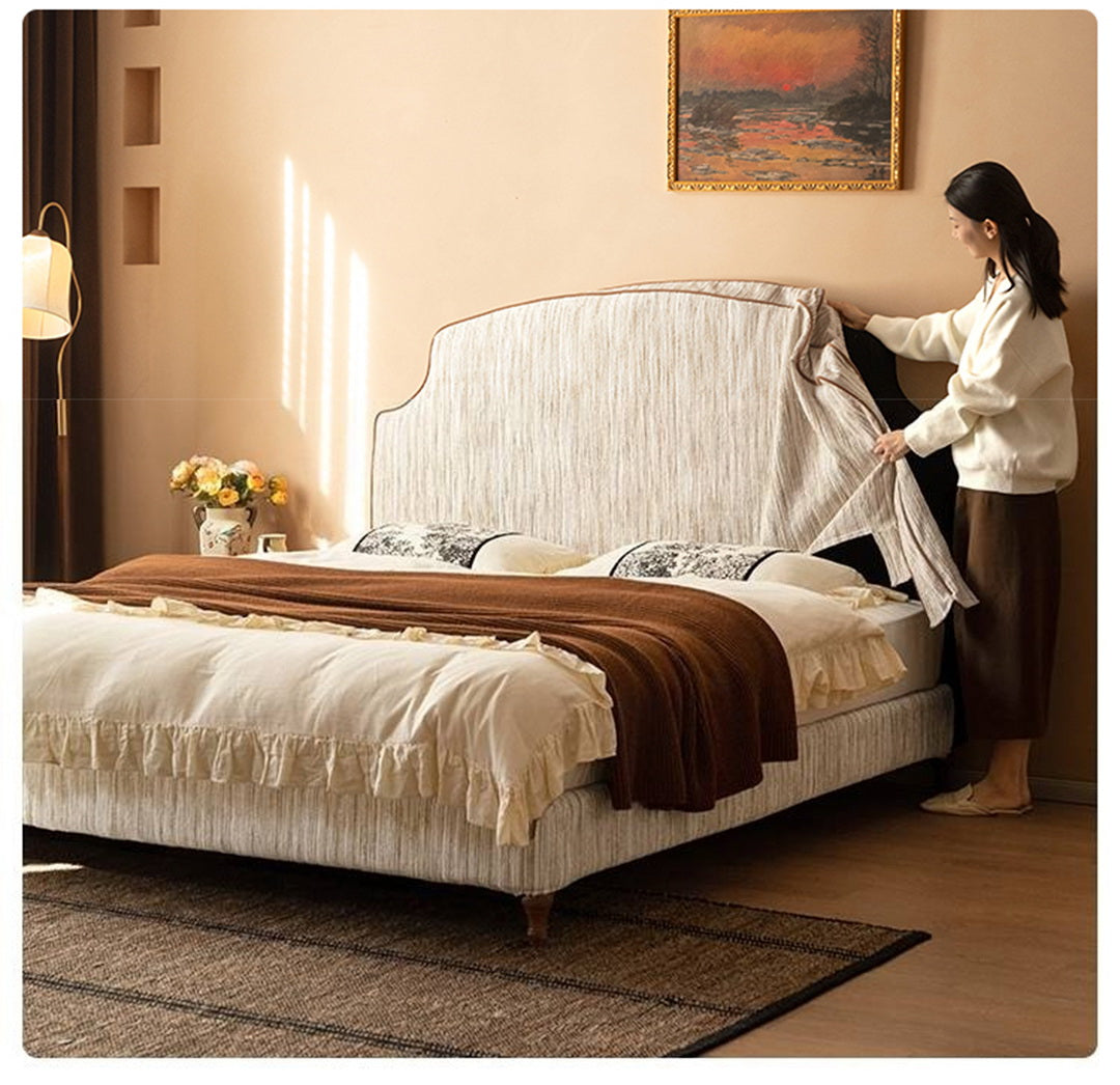 Fabric Soft Headboard Bed French Retro Style