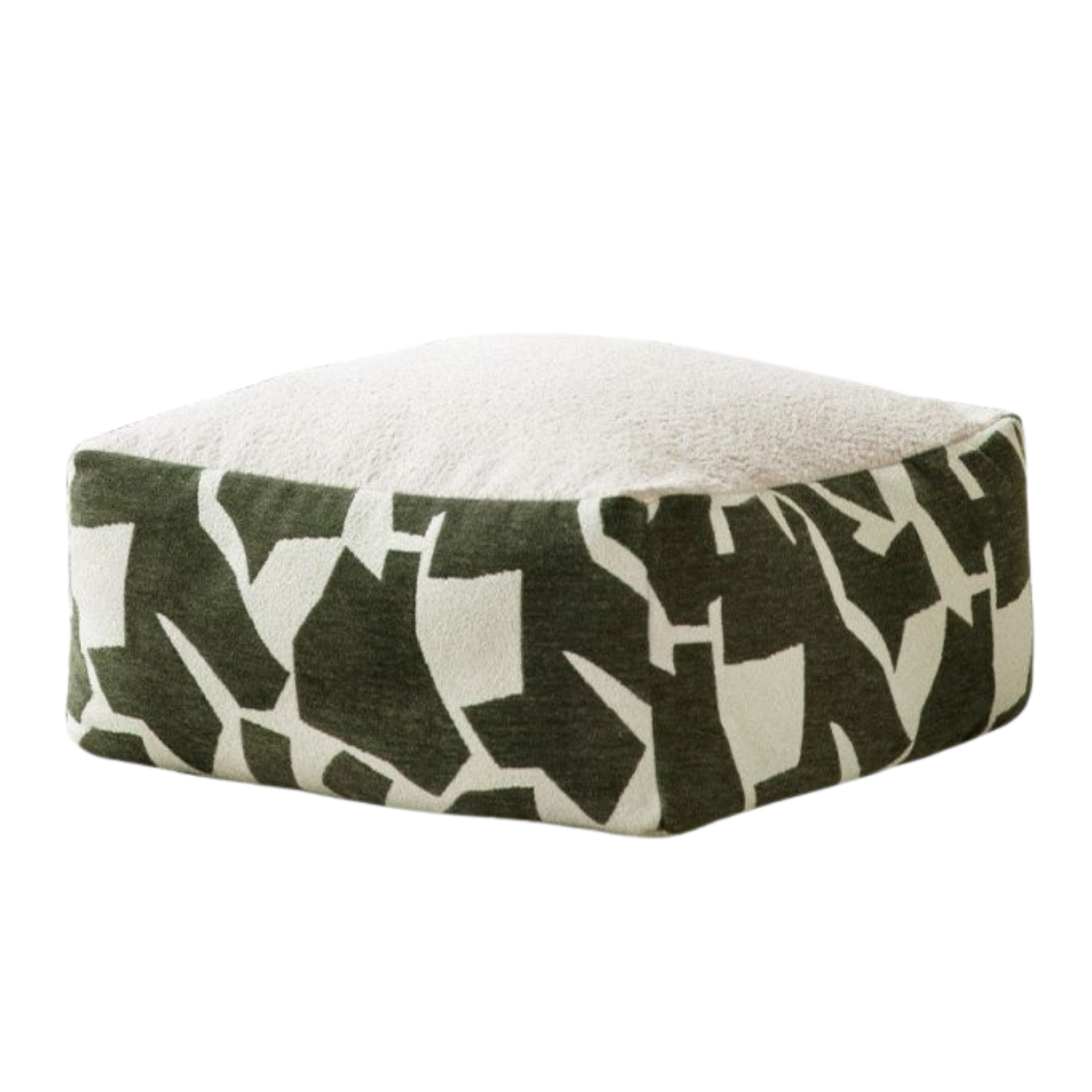 Simple Geometric Fabric Pouf with Washable, Detachable Cover