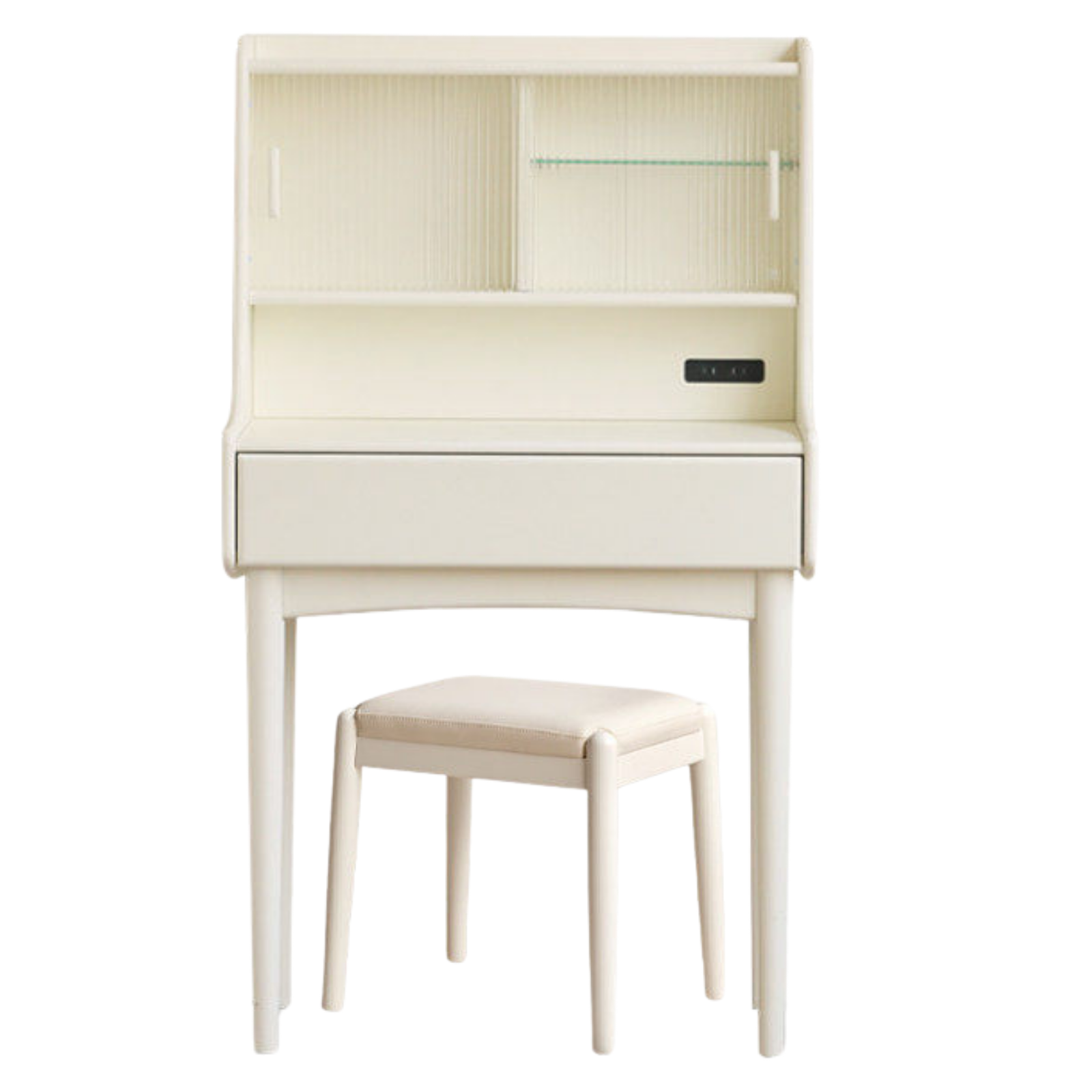 Solid Rubberwood Retro Multifunctional Vanity Table Storage Rack Integrated.