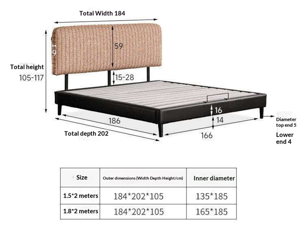 Terracotta Corduroy Storage Bed with Adjustable Headboard and Black Faux Leather Base
