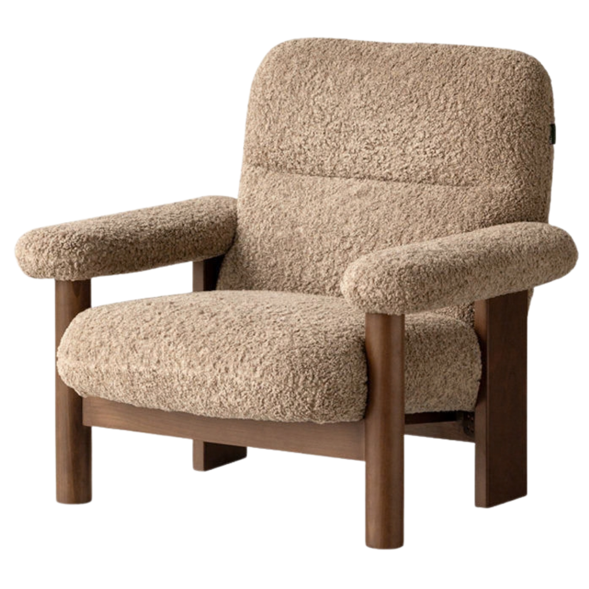 Beech Solid Wood Reclining Lounge Chair with Wide Armrests and Thick Wood Block Legs