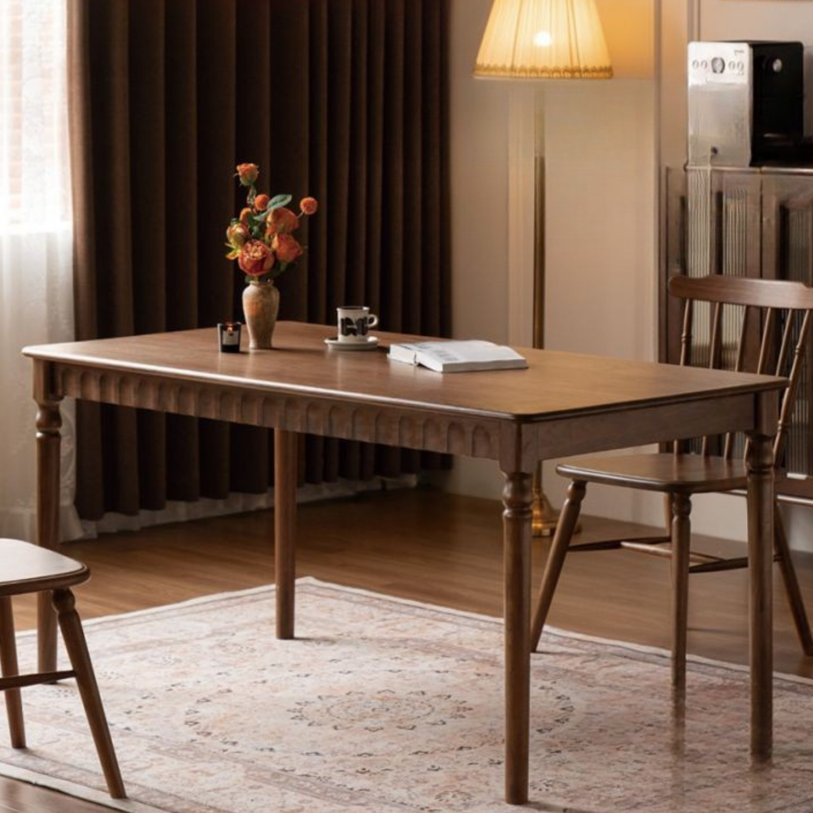 Black Walnut Solid Wood American Retro Style Dining Table