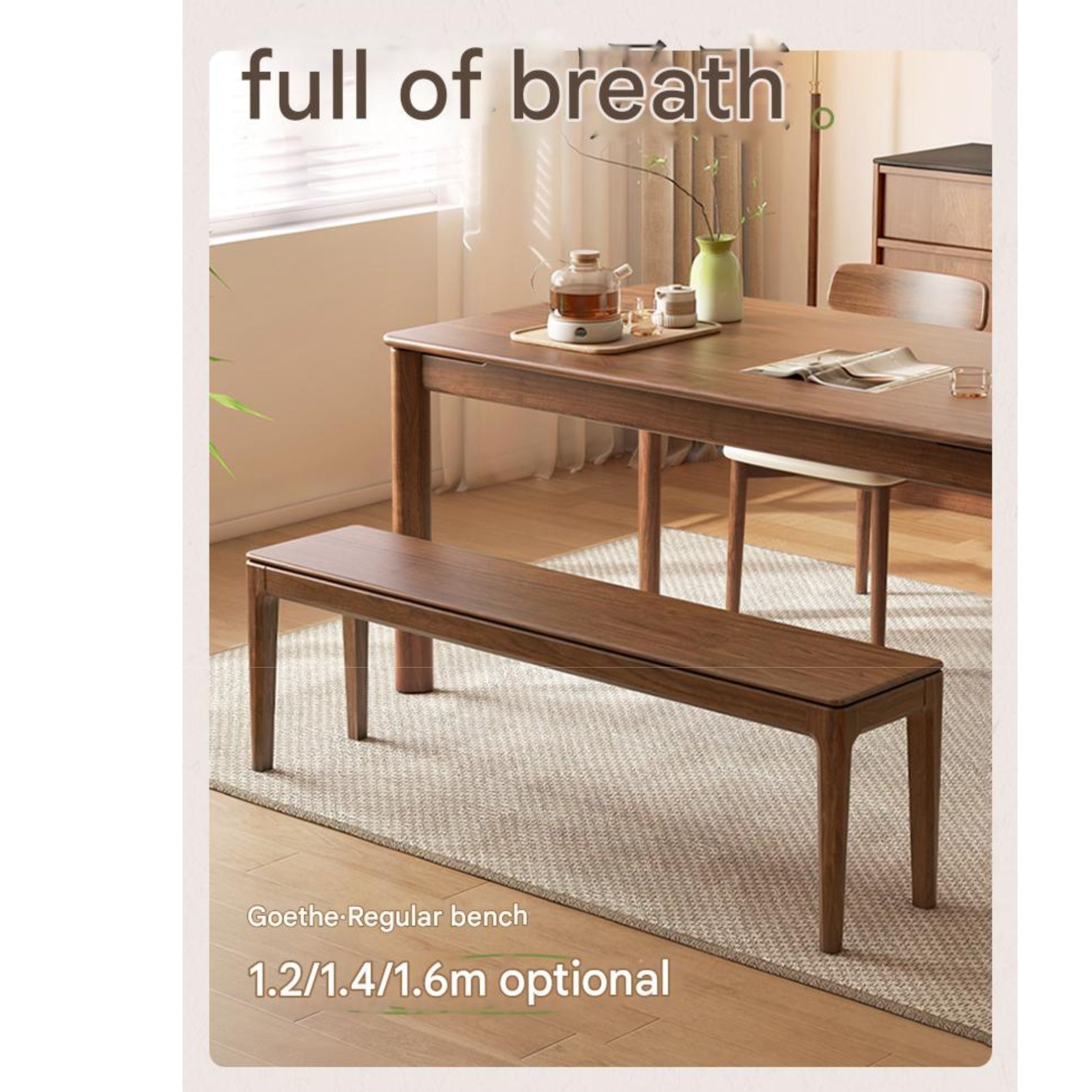 Black Walnut Solid Wood Nordic Long Bench