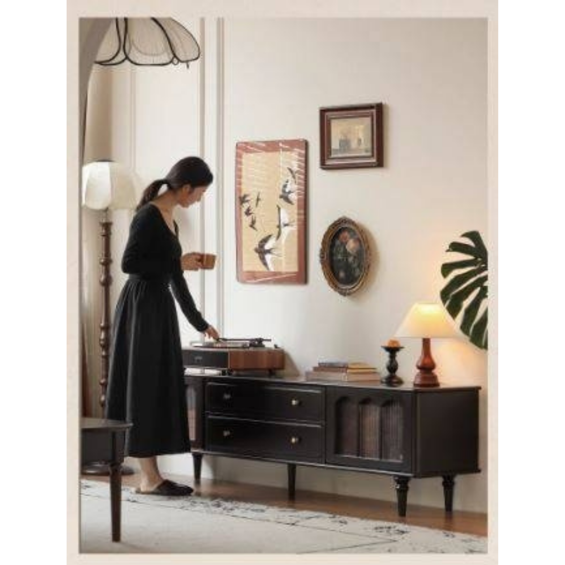 Solid RubberWood French Retro TV Stand