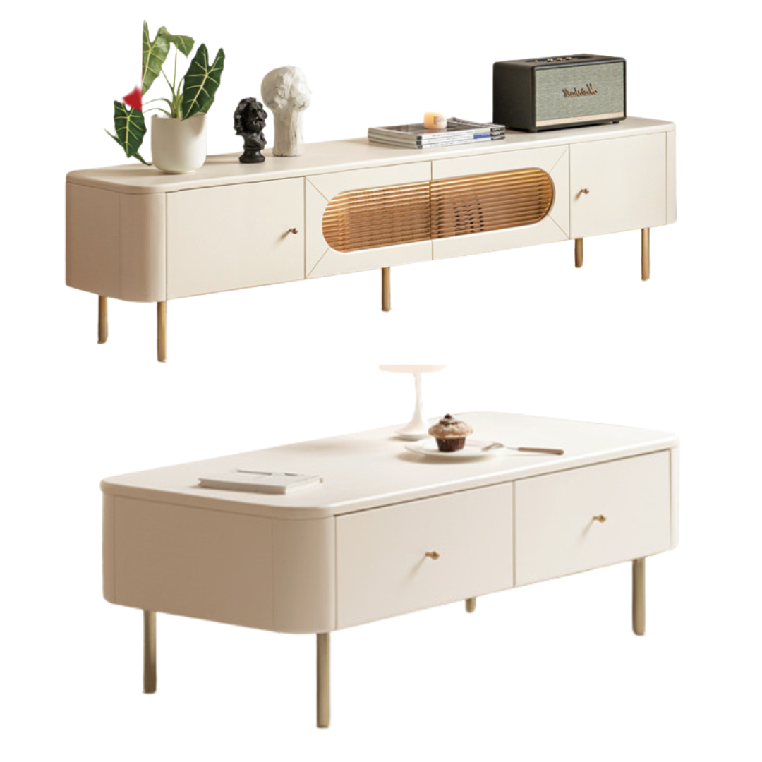 Poplar Solid Wood Modern White Storage Coffee Table