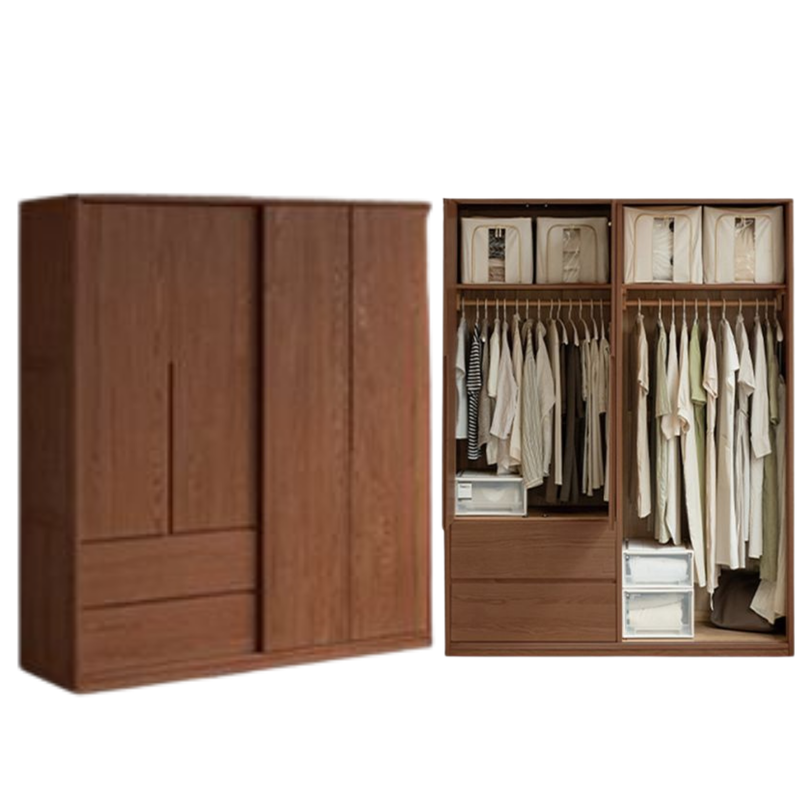 Oak Solid Wood Modern Style Wardrobe