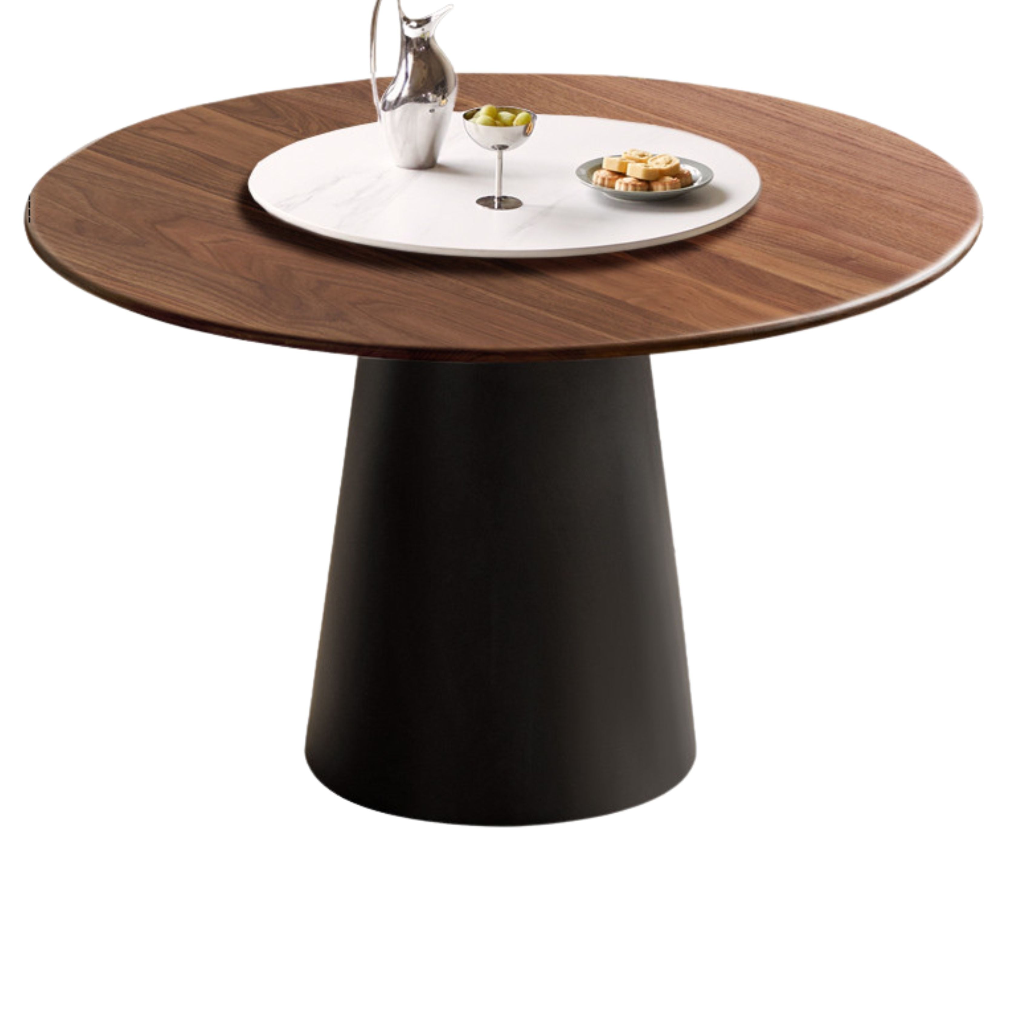 Black Walnut, Oak Solid Wood, Sandalwood Rock Slab Round Dining Table