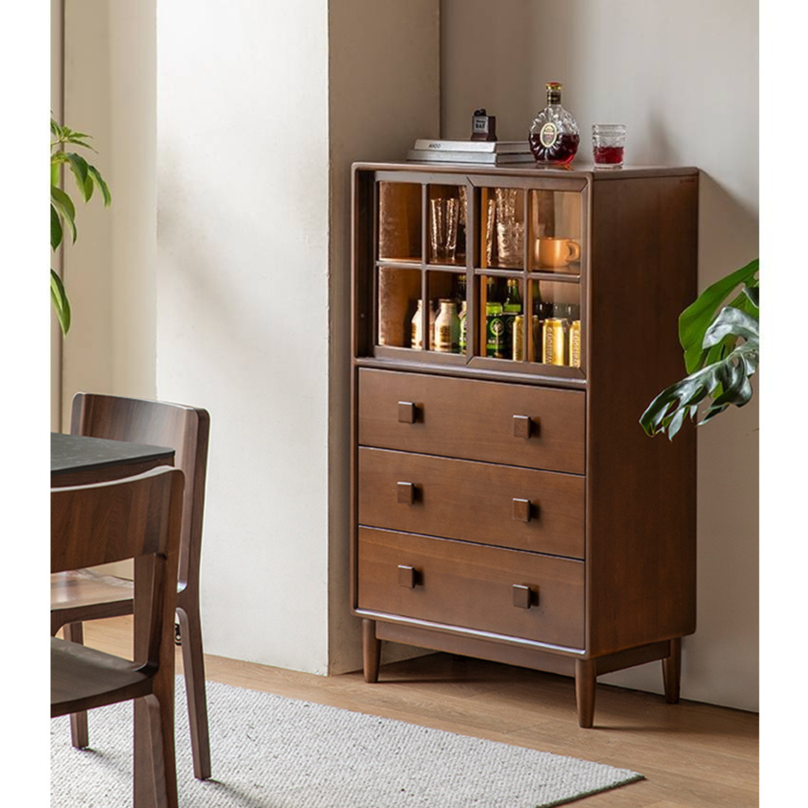 Beech Solid Wood Modern Side Cabinet