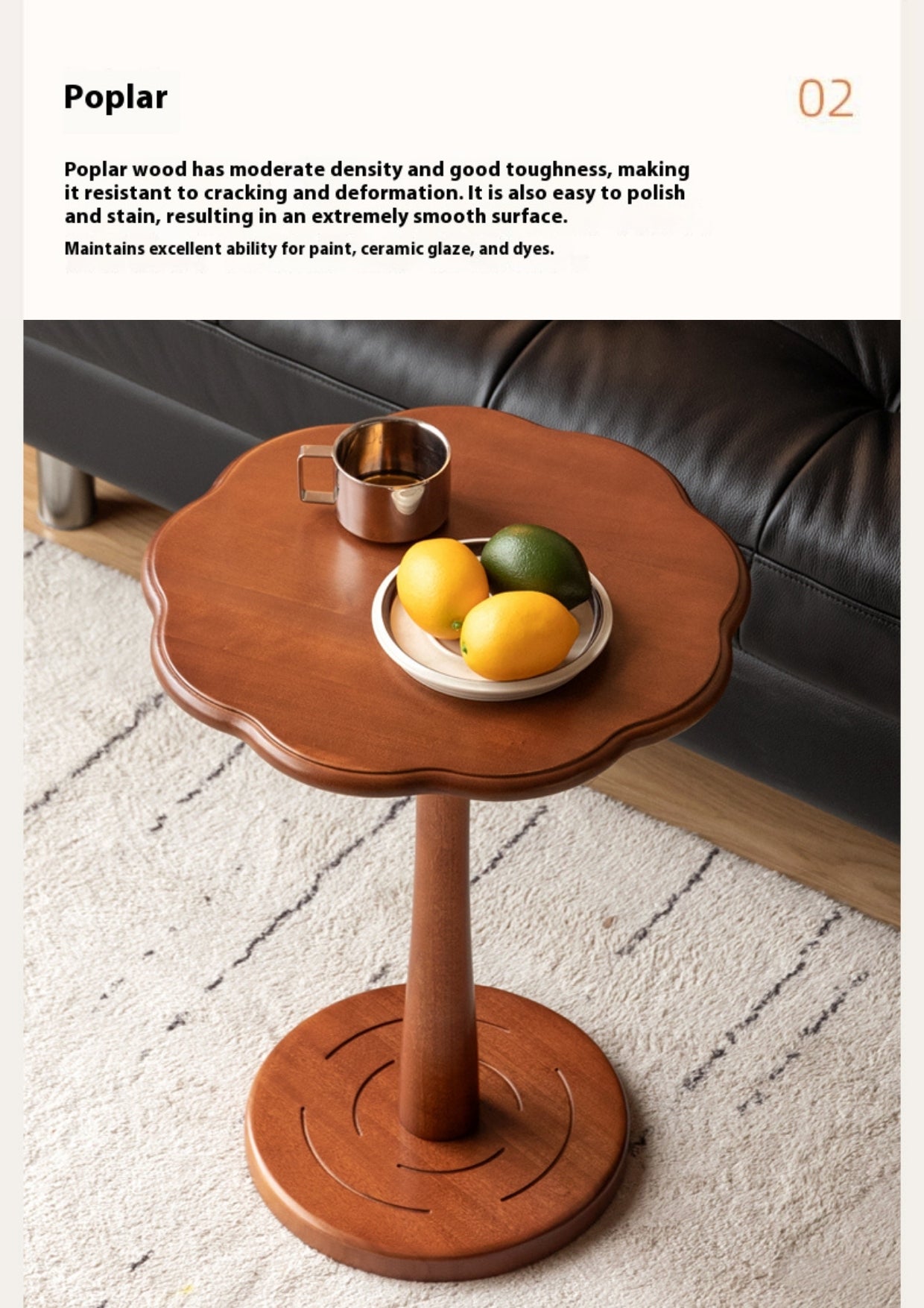 Poplar Solid Wood French Side Table