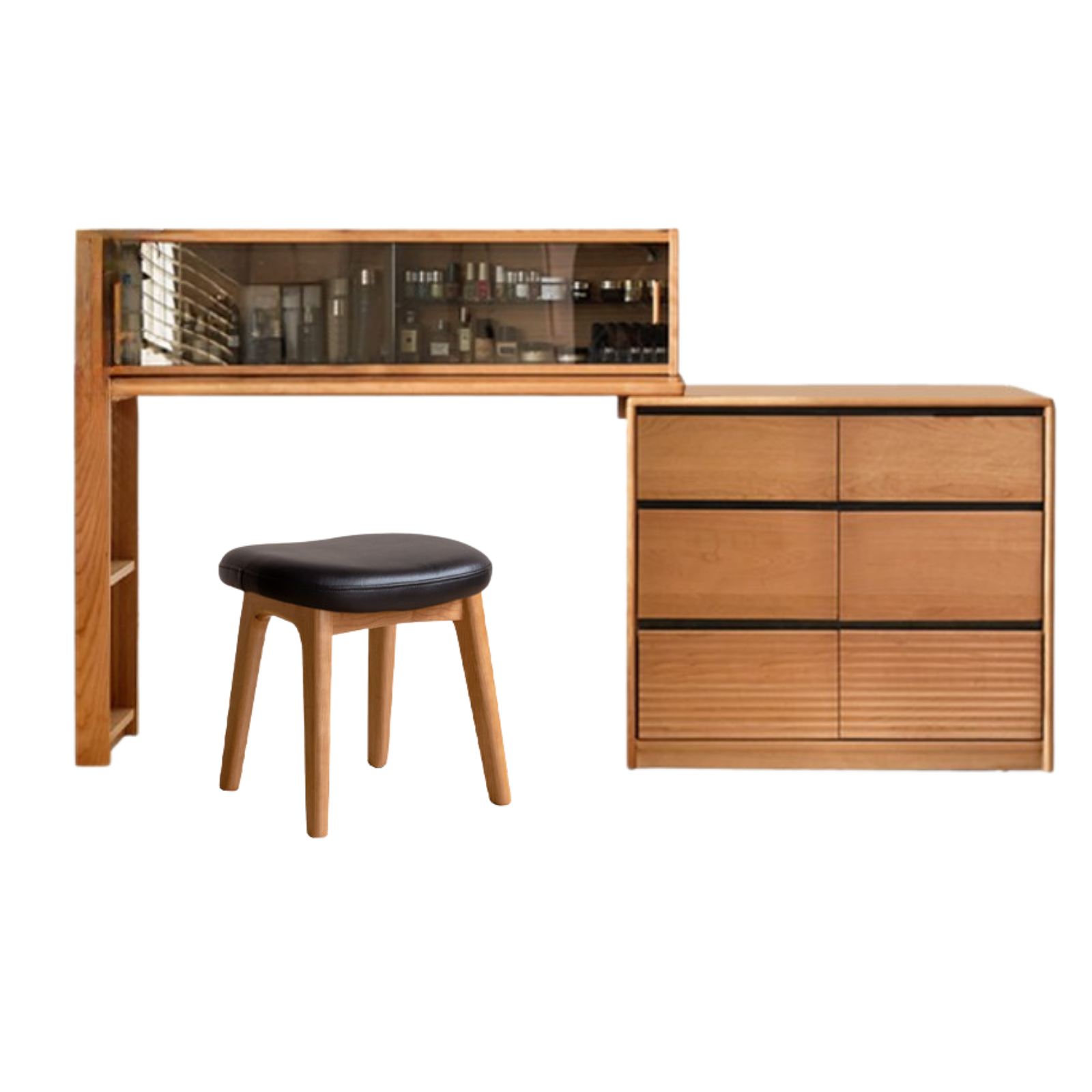 Сherry Solid Wood Retro Corner Vanity Table.