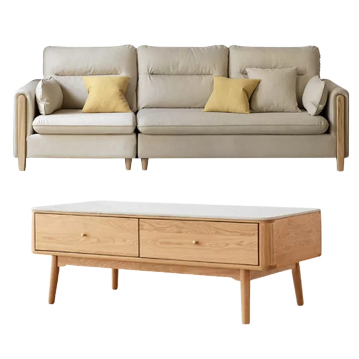Ash Solid Wood Modern Corner-Style Fabric Sofa