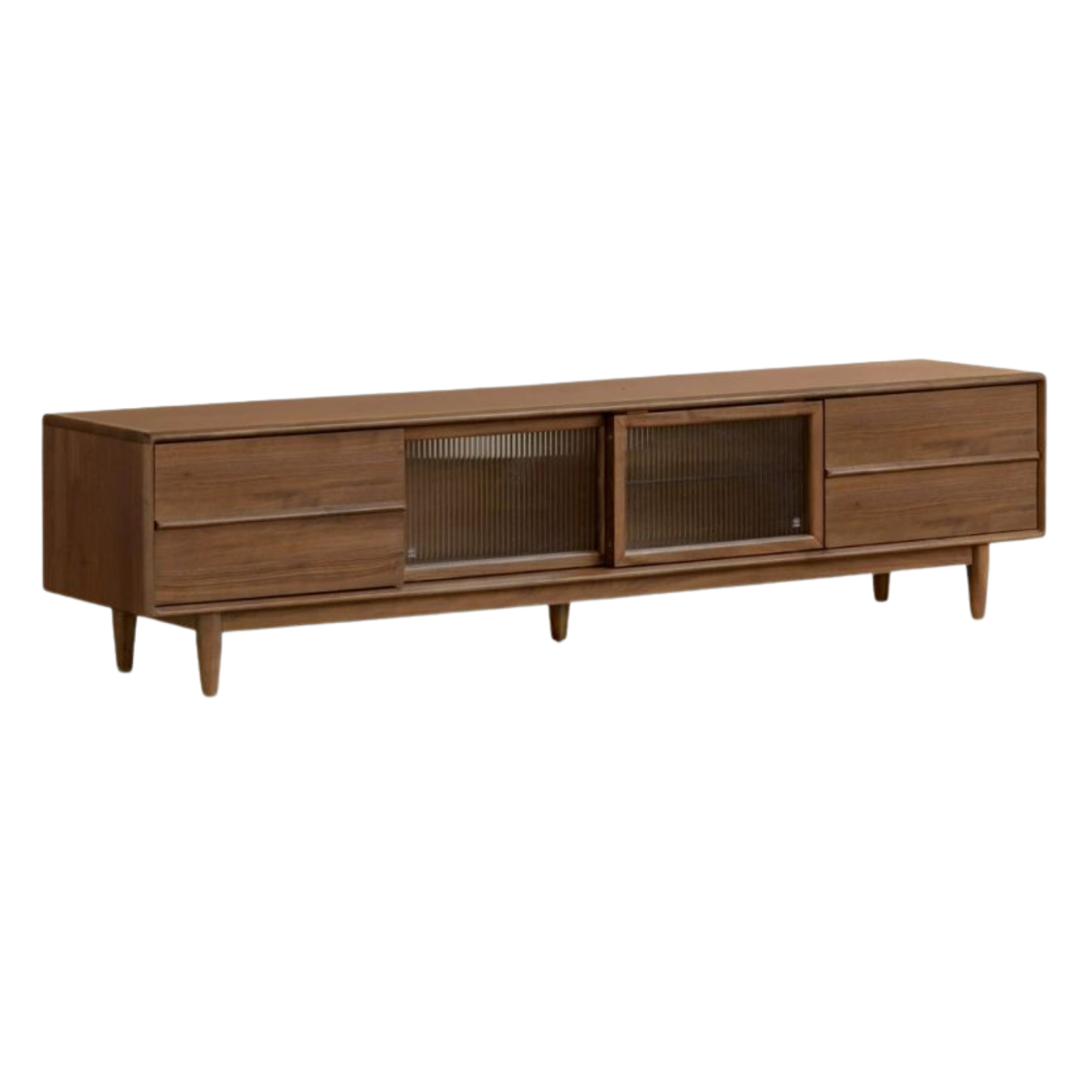 Black Walnut, Ash Solid Wood, Solid Longan Hardwood TV Cabinet with Sliding Door Storage