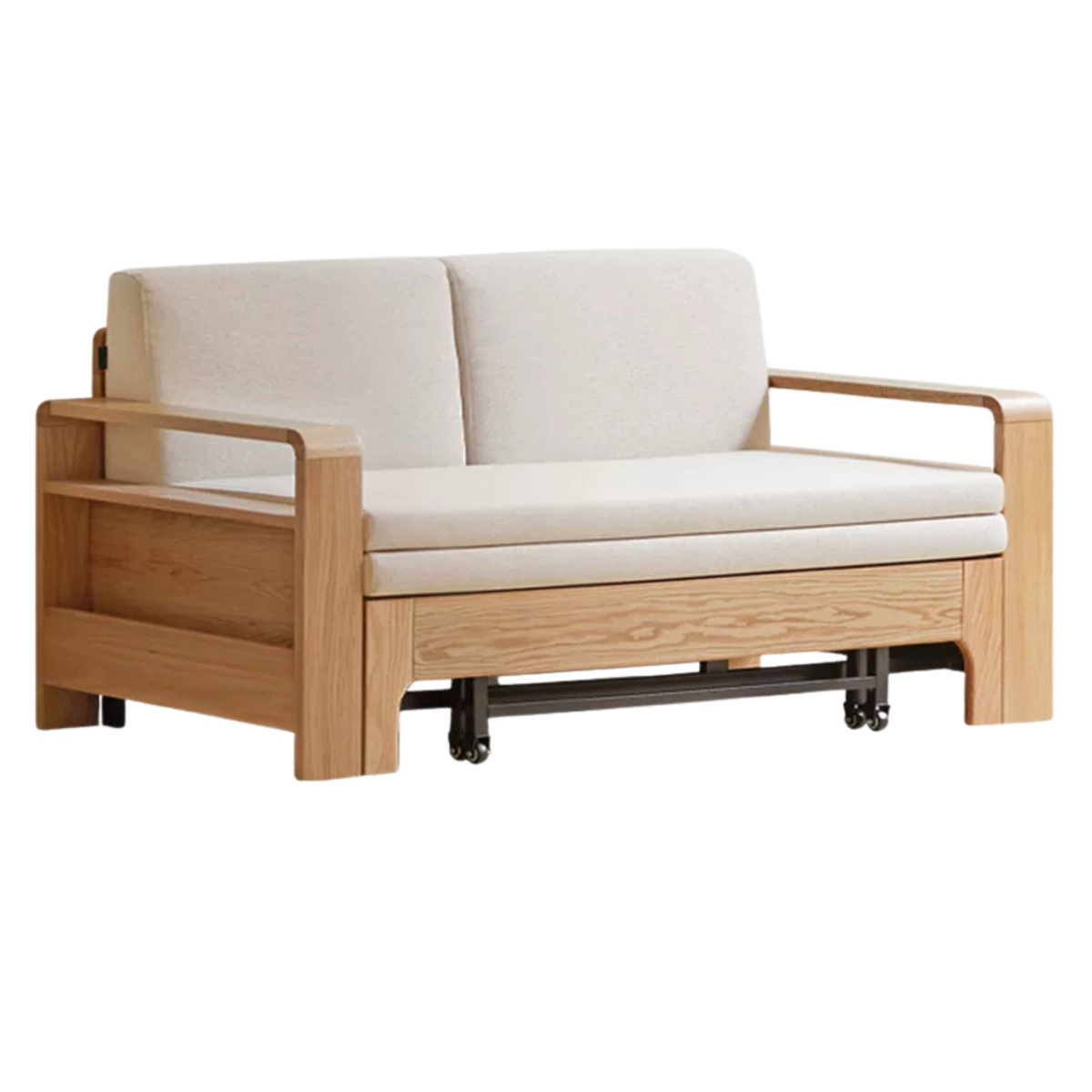 Oak Solid Wood Multi-function Sleeper Sofa.