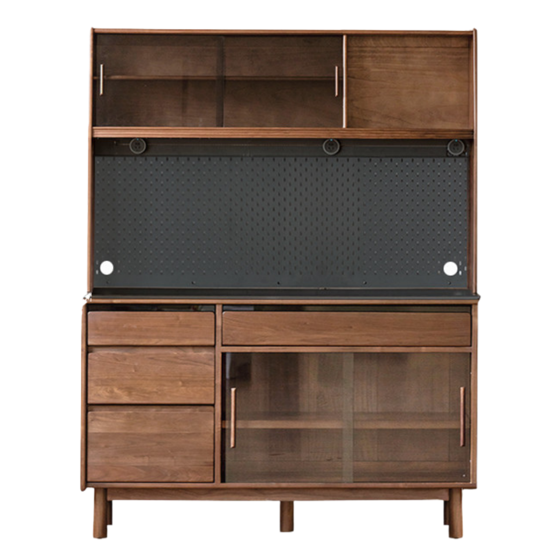 Black Walnut, Sandalwood Solid Wood Light Luxury Rock Plate Sideboard