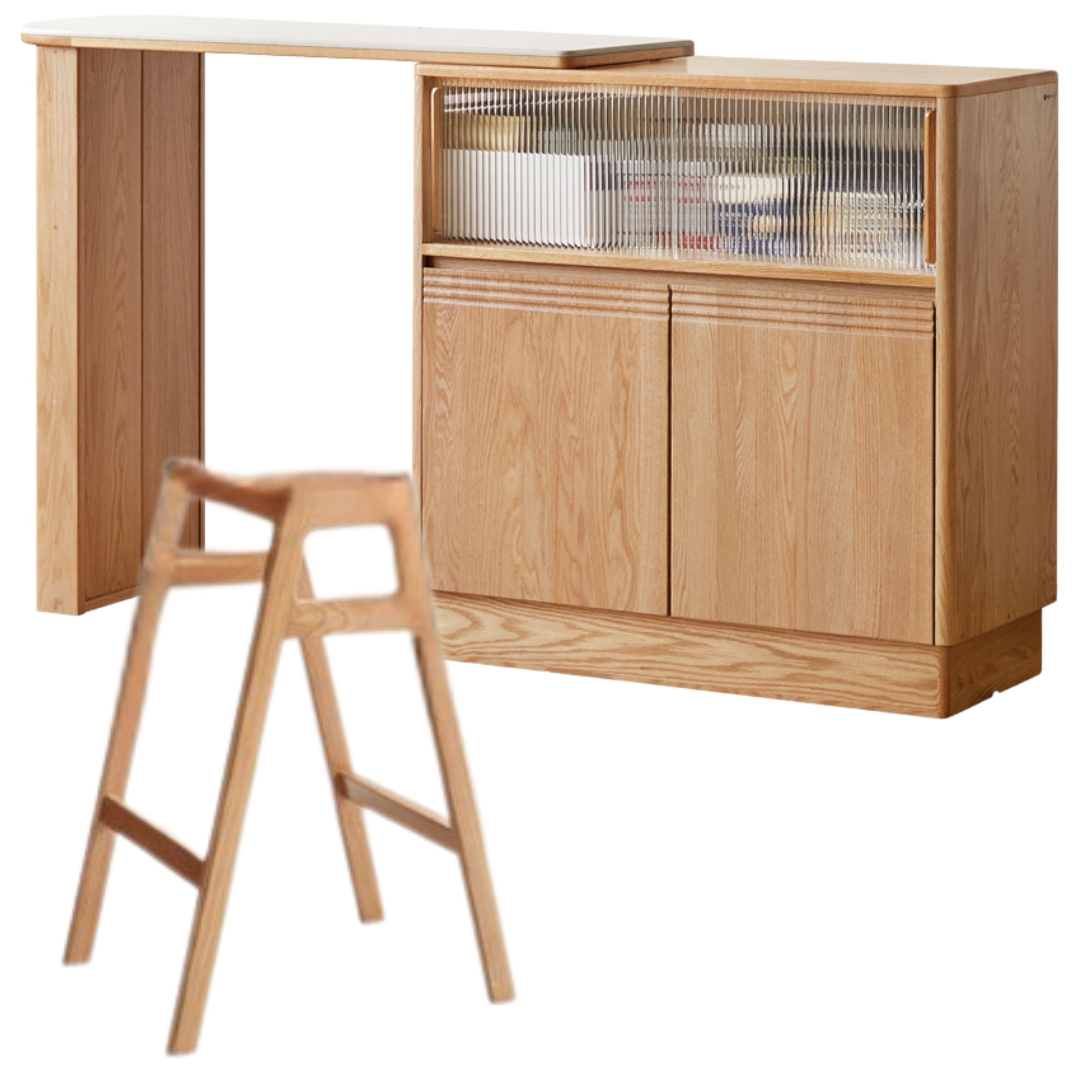 Oak Solid Wood Retractable Rock Plate Bar Table