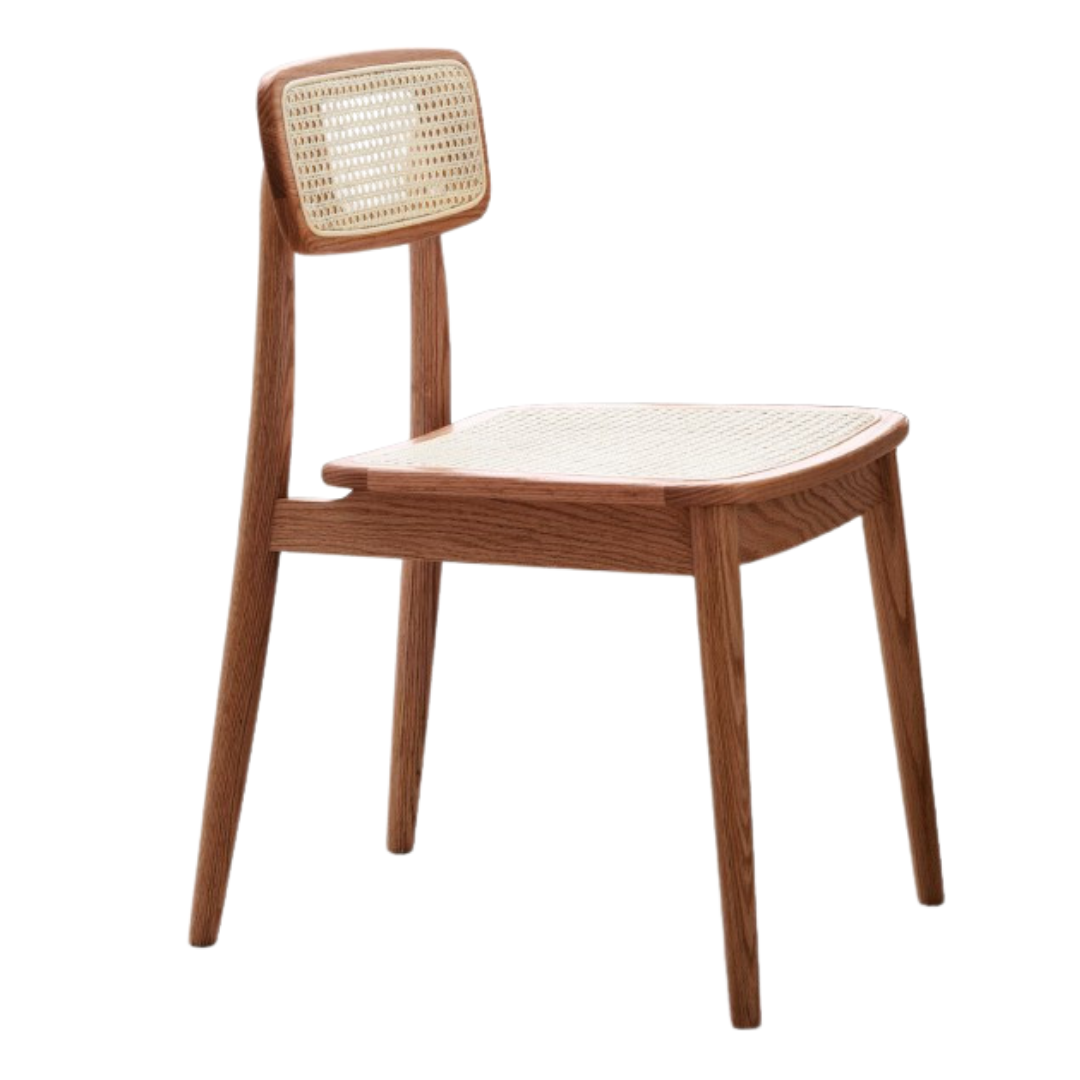 4 pcs set Oak Solid Wood Rattan - Dining Chair