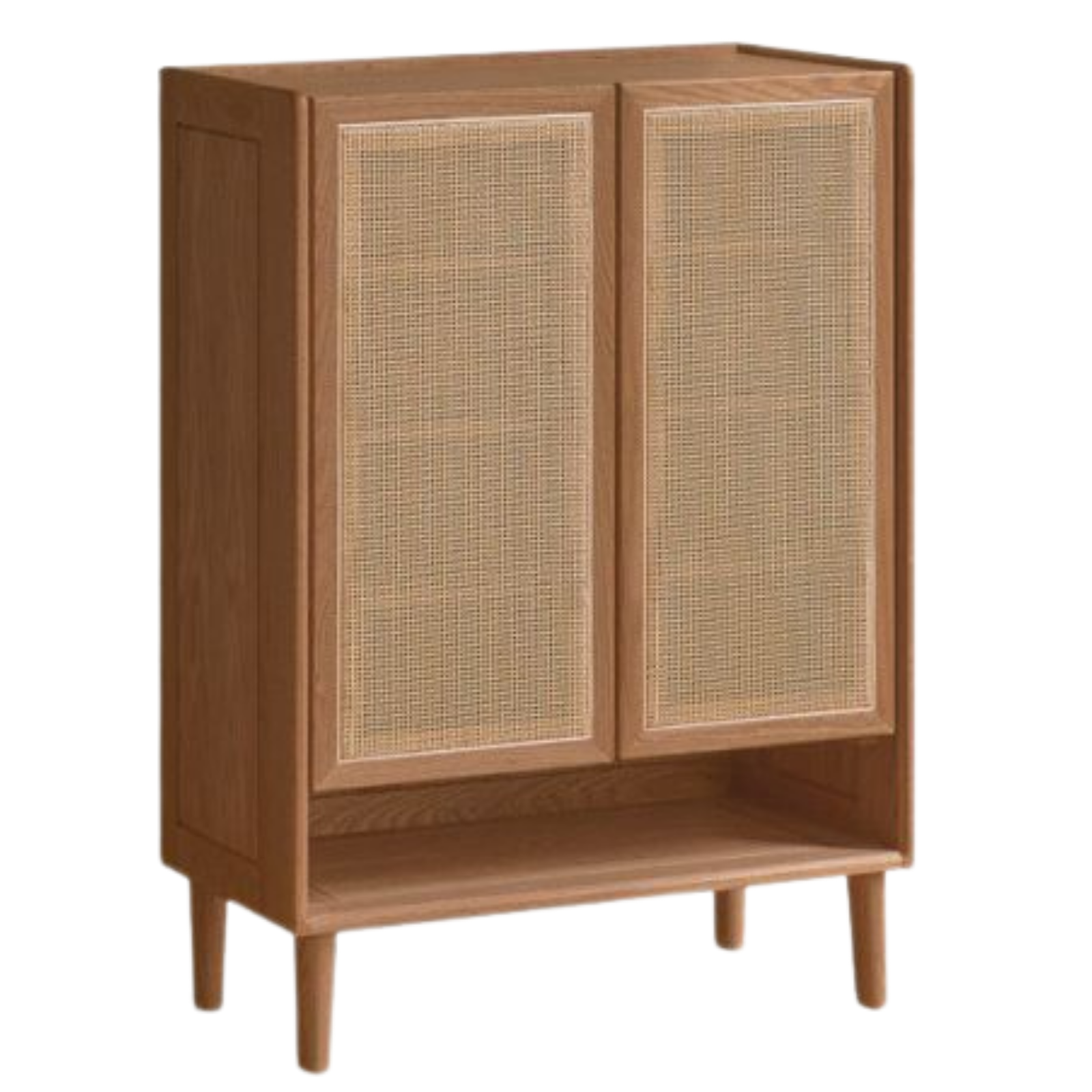 Oak Solid Wood Shoe Cabinet with Large Capacity and Vine Weaving Design