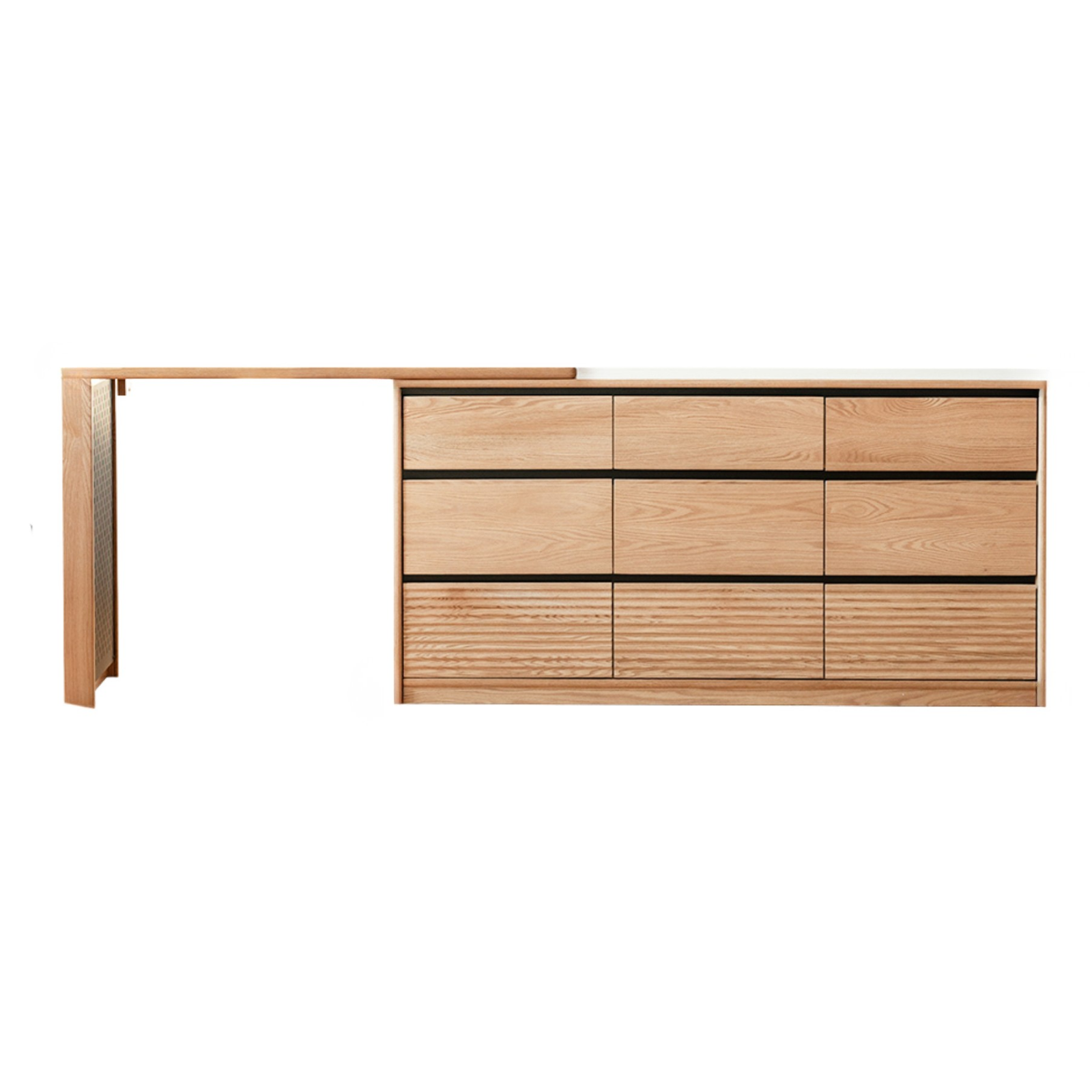 Oak, Ash Solid Wood Modern Telescopic Vanity Table.