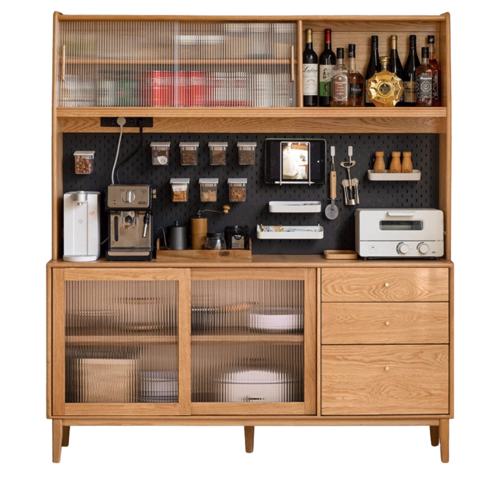 Solid Rubberwood, Oak, Beech Solid Wood Buffet Cabinet, Sideboard