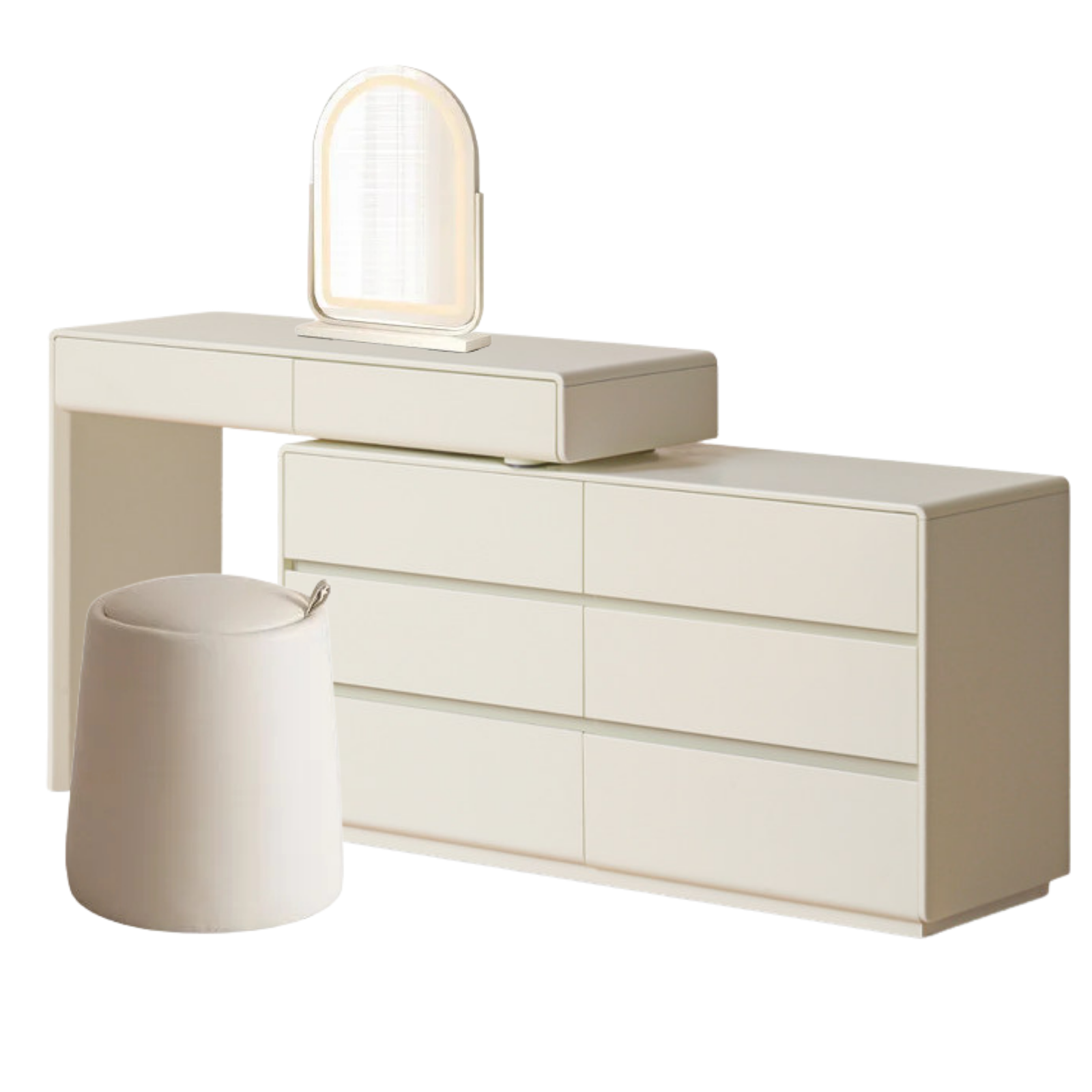 Tulipwood, Solid Rubberwood L-Shape Vanity Table.