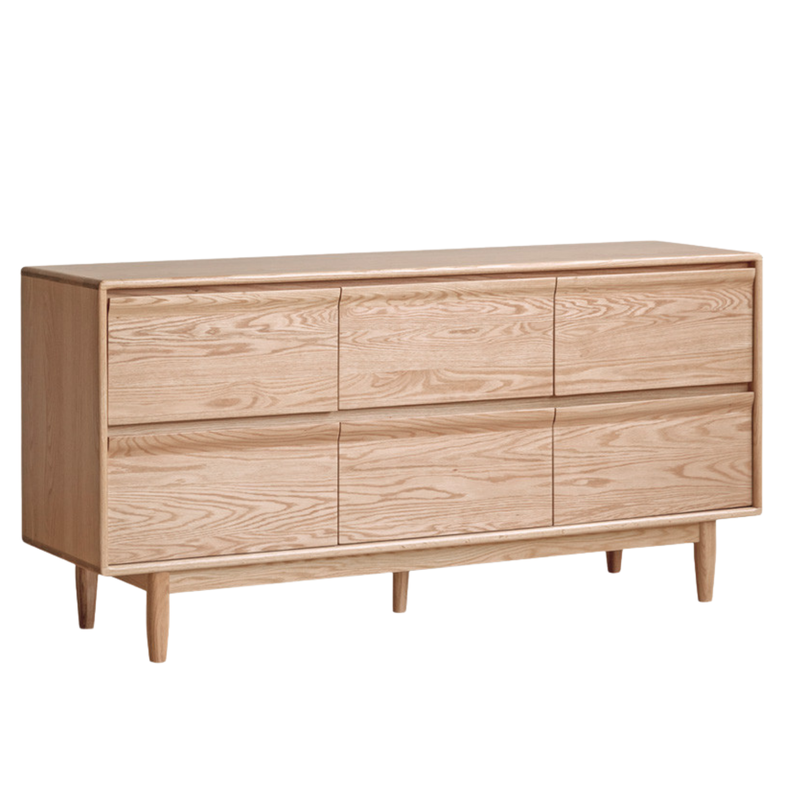 Ash Solid Wood Log Style Six Drawers Cabinet