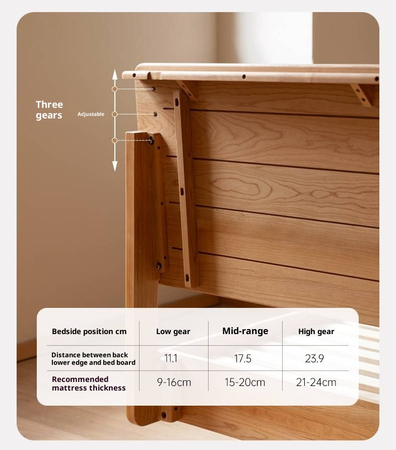 Cherry Solid Wood Bed Modern Style