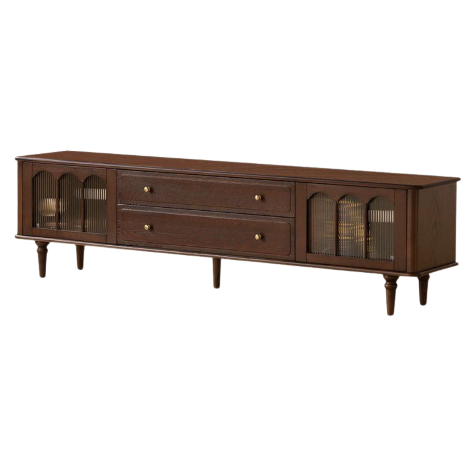 Ash Solid Wood TV Stand with American Retro Design and Tall Storage Cabinet