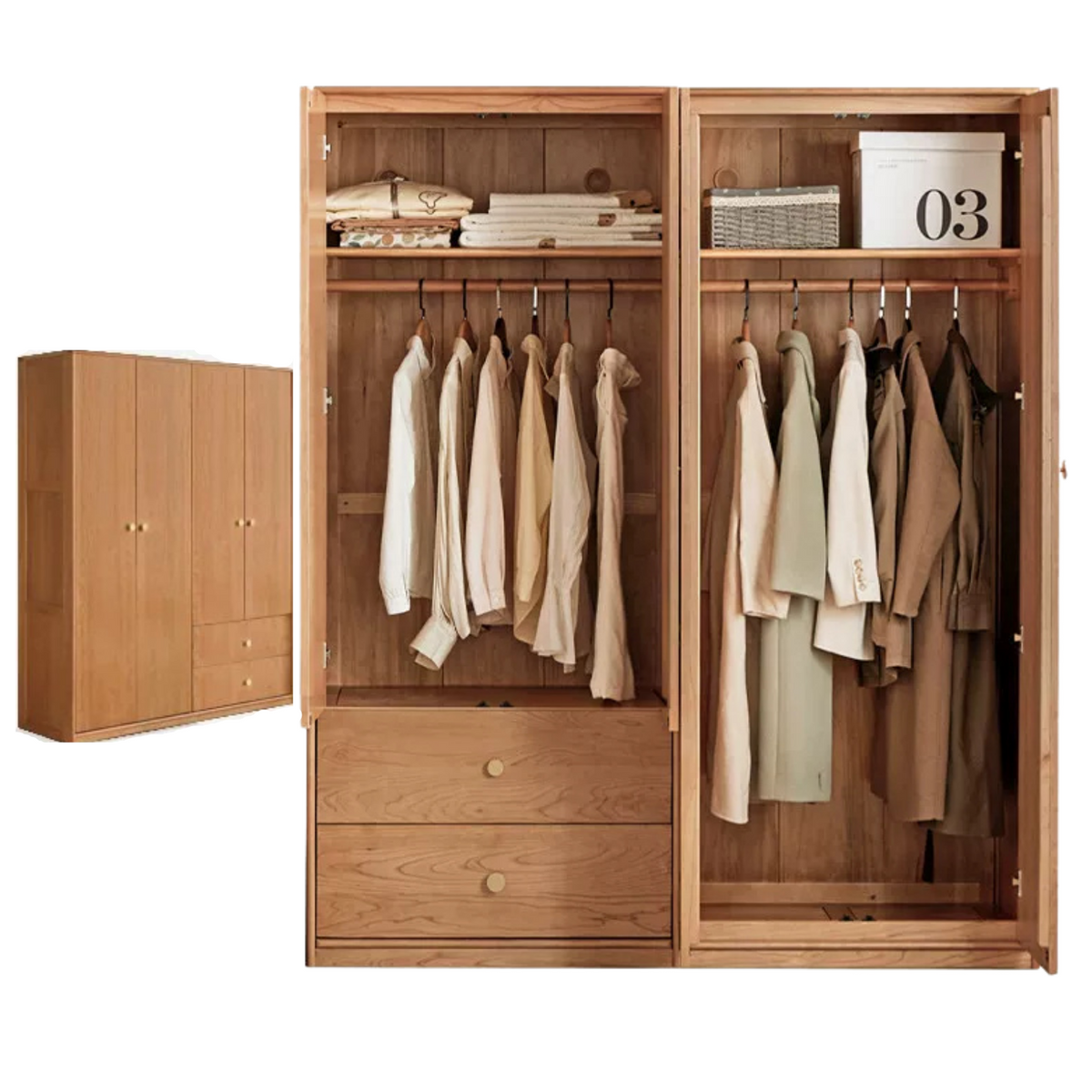 Сherry Solid Wood Exquisite Wardrobe