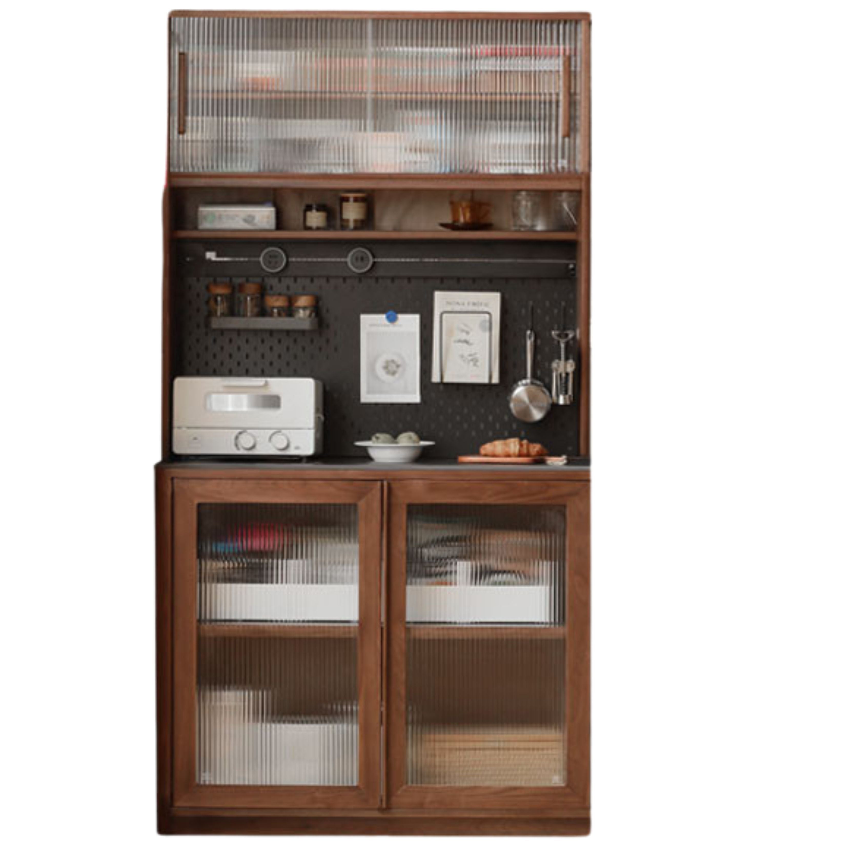 Black Walnut, Ash, Sandalwood Solid Wood Sideboard Hole Storage